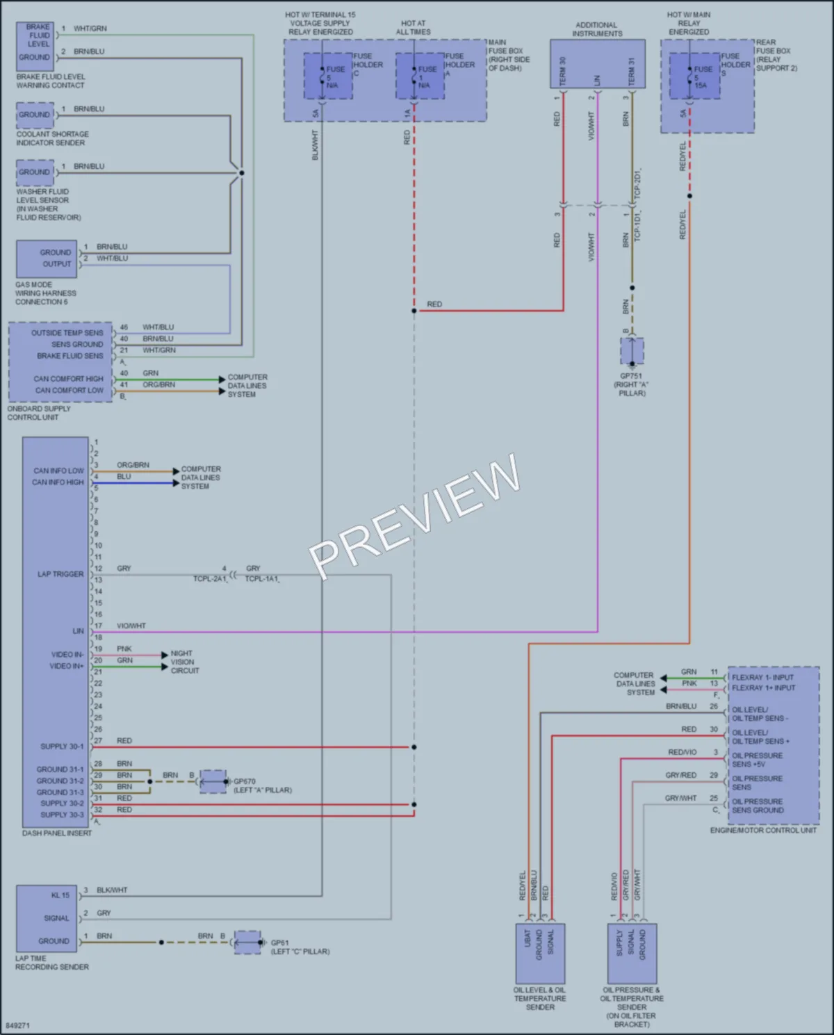 2023 Porsche 911 Instrument Cluster wiring diagram preview