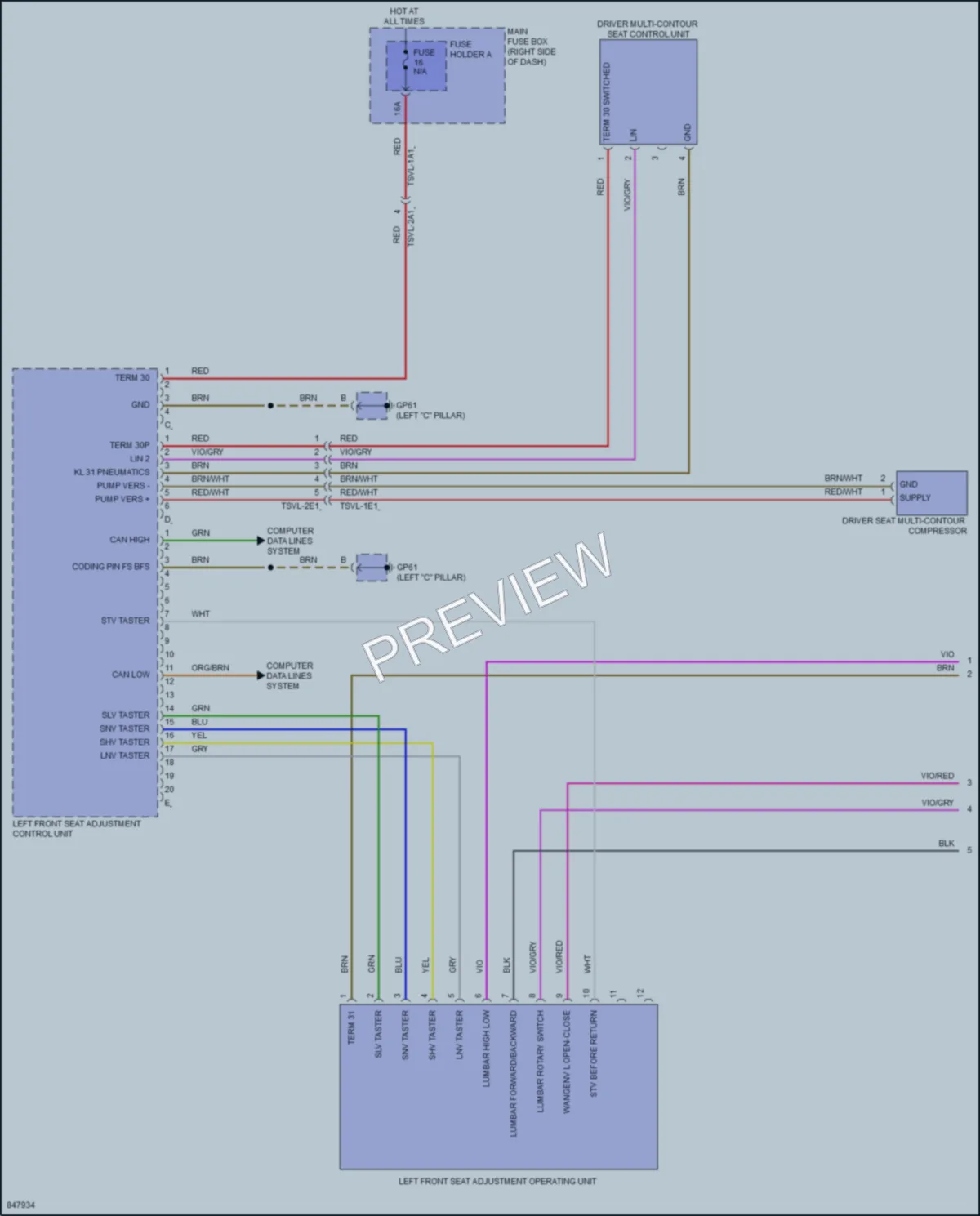 2023 Porsche 911 Memory Systems wiring diagram preview