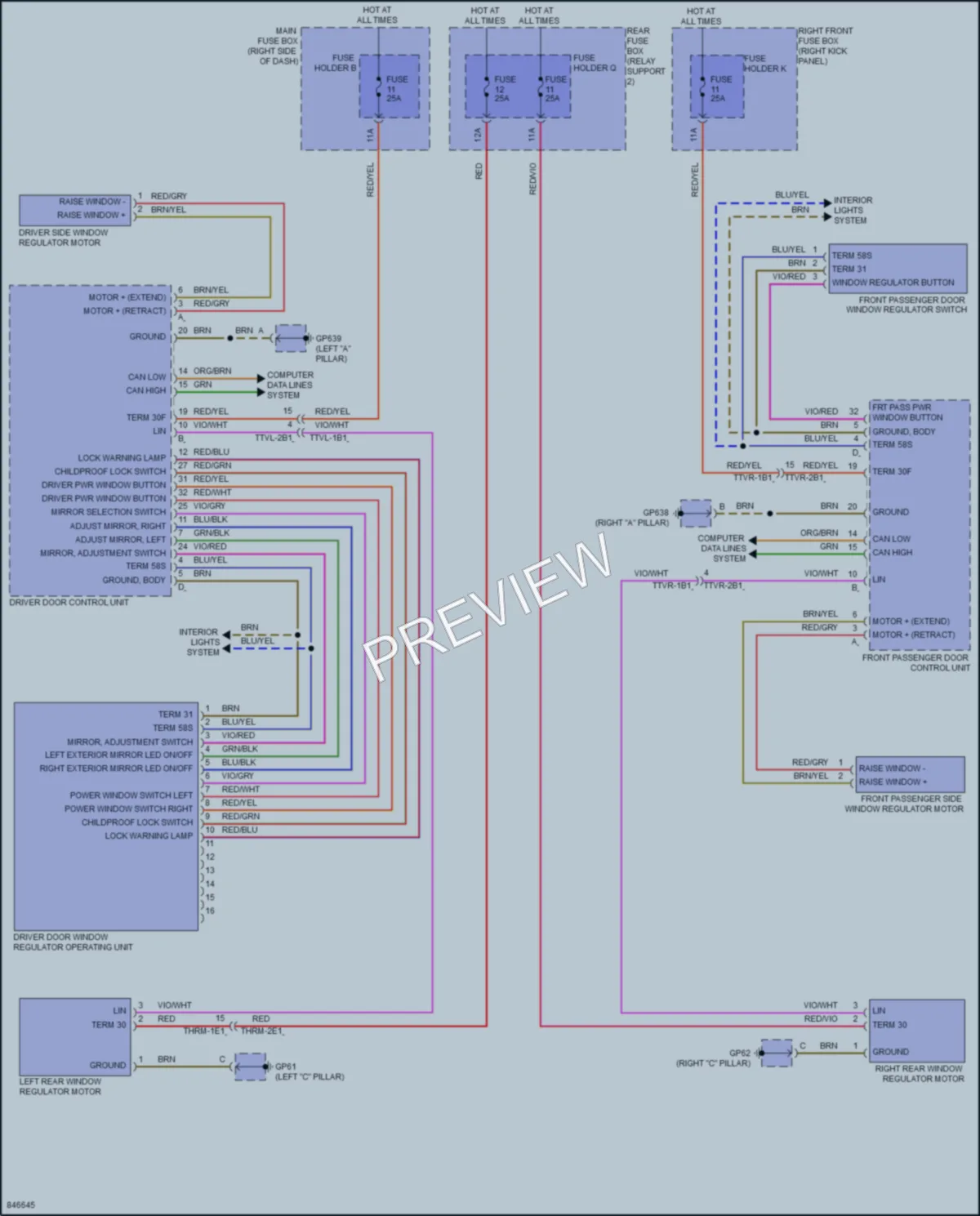 2023 Porsche 911 Power Windows wiring diagram preview