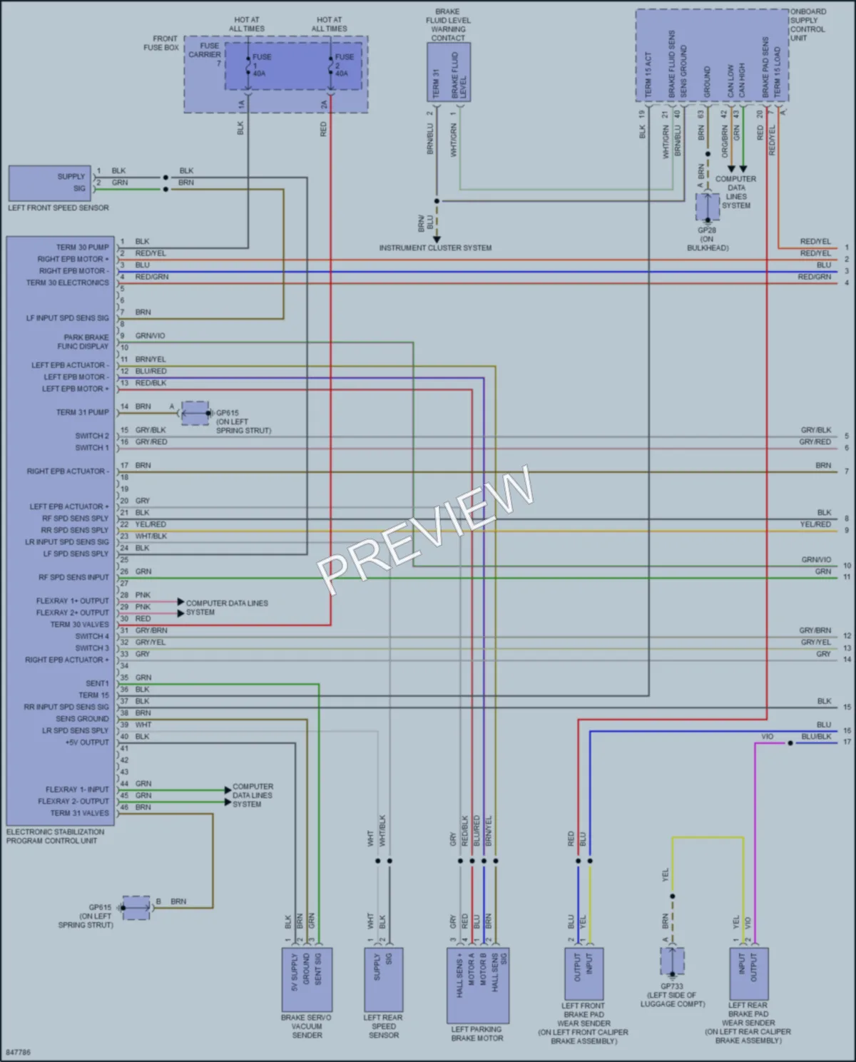 2023 Porsche Cayenne Anti Lock Brakes wiring diagram preview