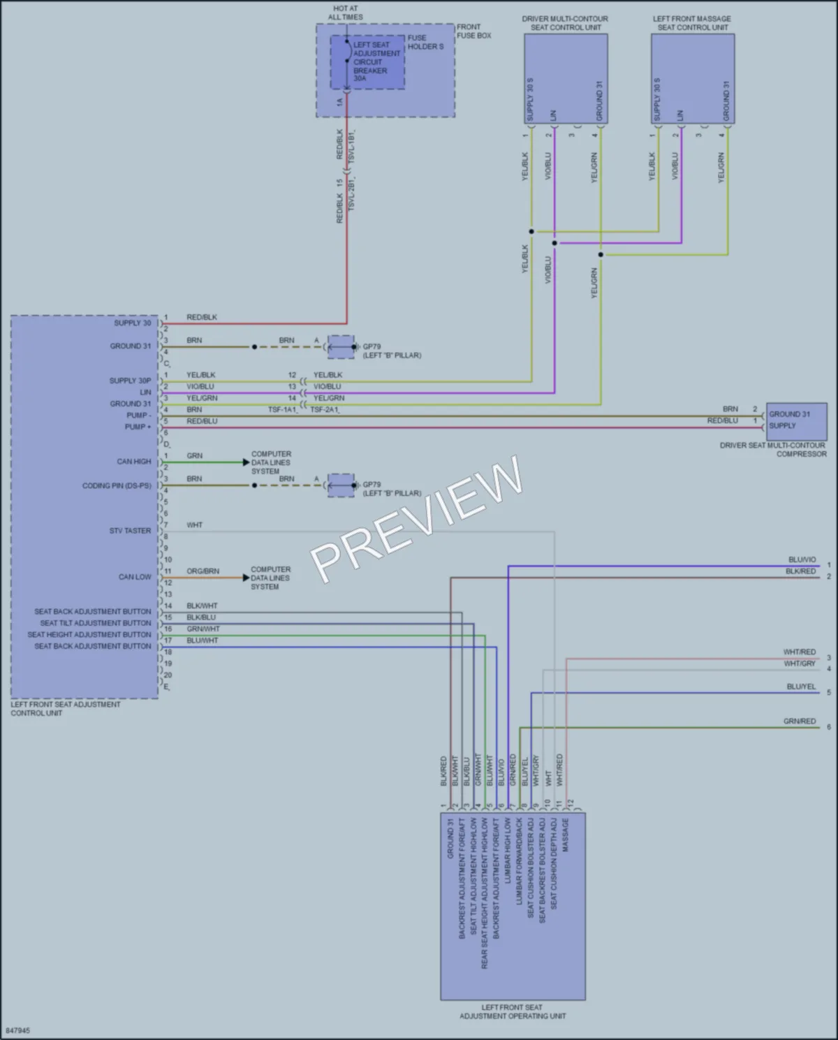 2023 Porsche CayenneCoupe Memory Systems wiring diagram preview