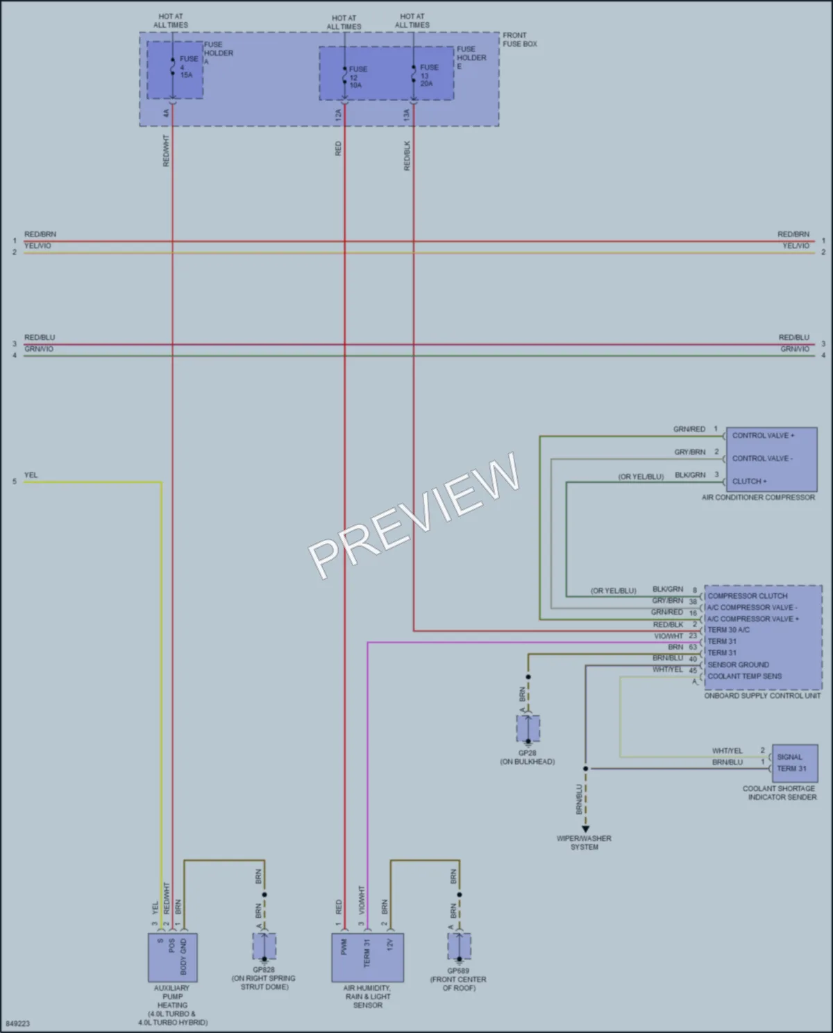 2023 Porsche CayenneHybrid Air Conditioning wiring diagram preview