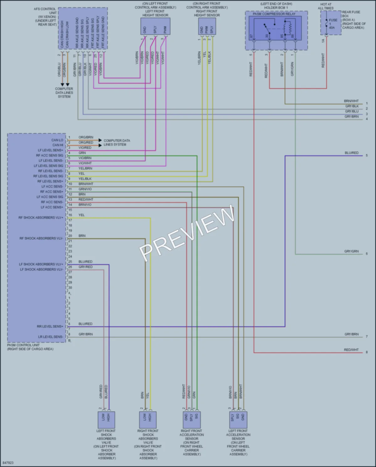 2023 Porsche Macan Electronic Suspension wiring diagram preview