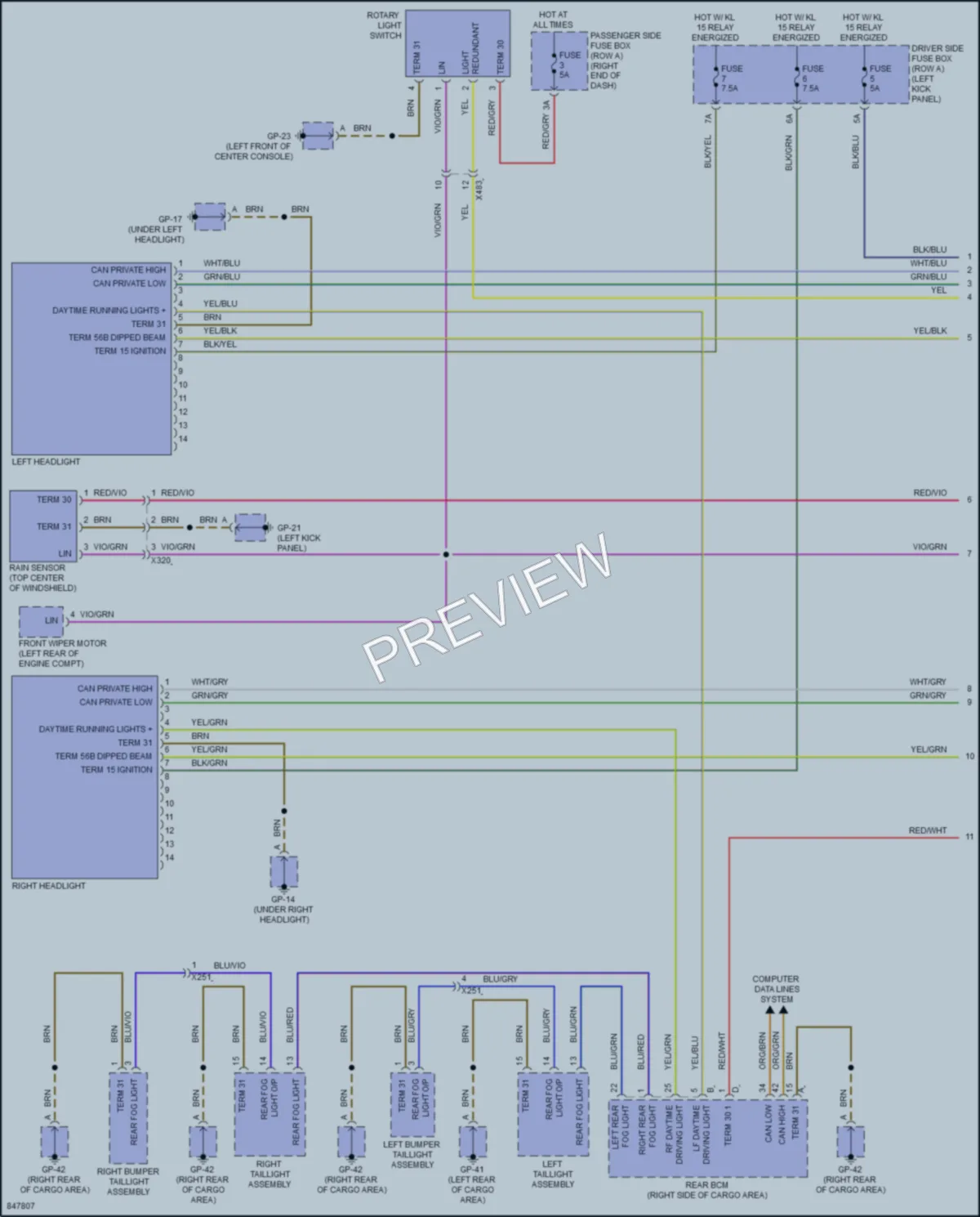 2023 Porsche Macan Headlights wiring diagram preview
