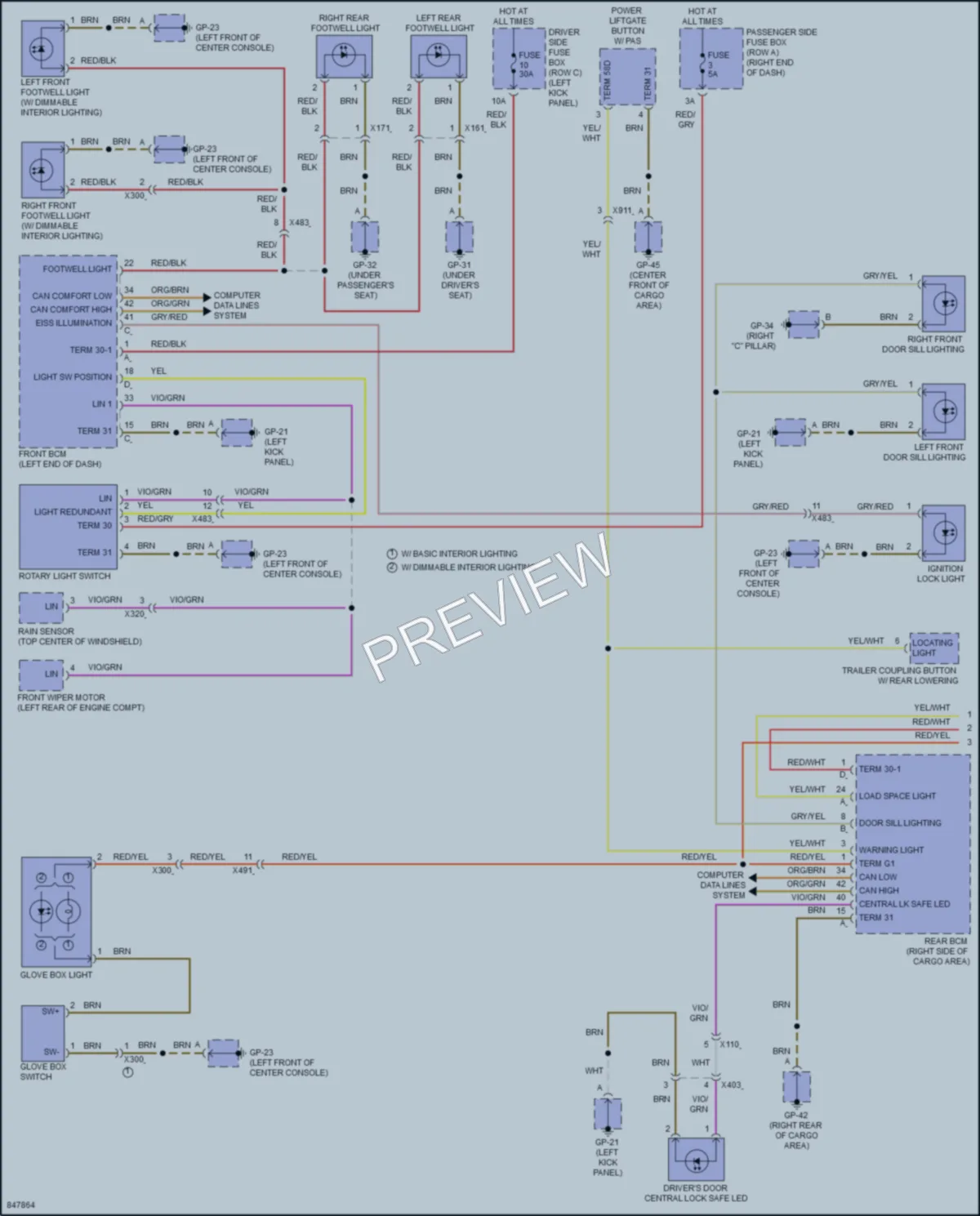 2023 Porsche Macan Interior Lights wiring diagram preview