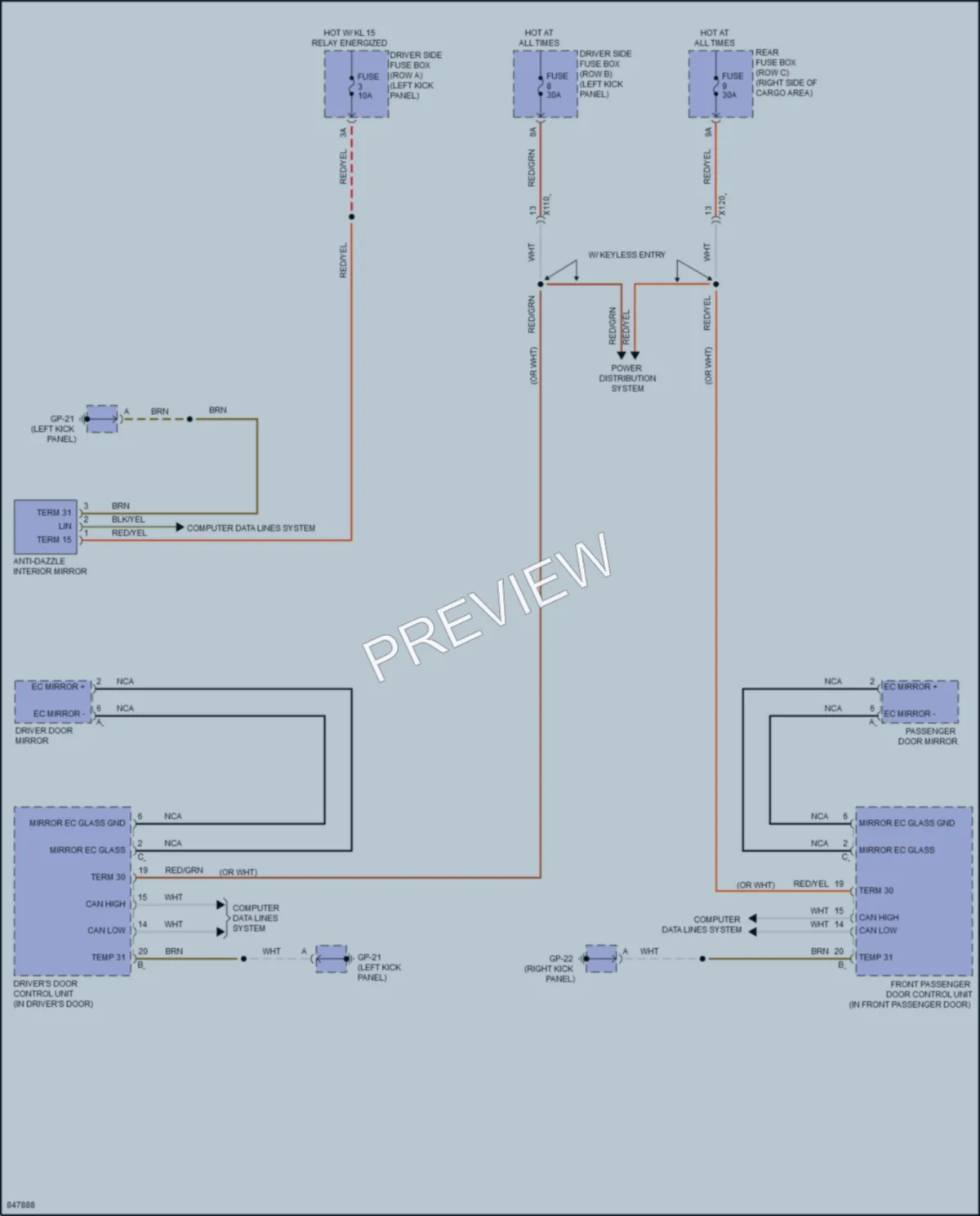 2023 Porsche Macan Power Mirrors wiring diagram preview