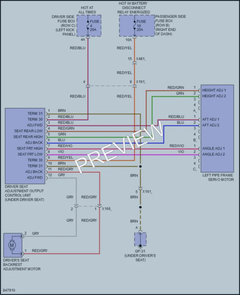 2023 Porsche Macan Power Seats wiring diagram preview