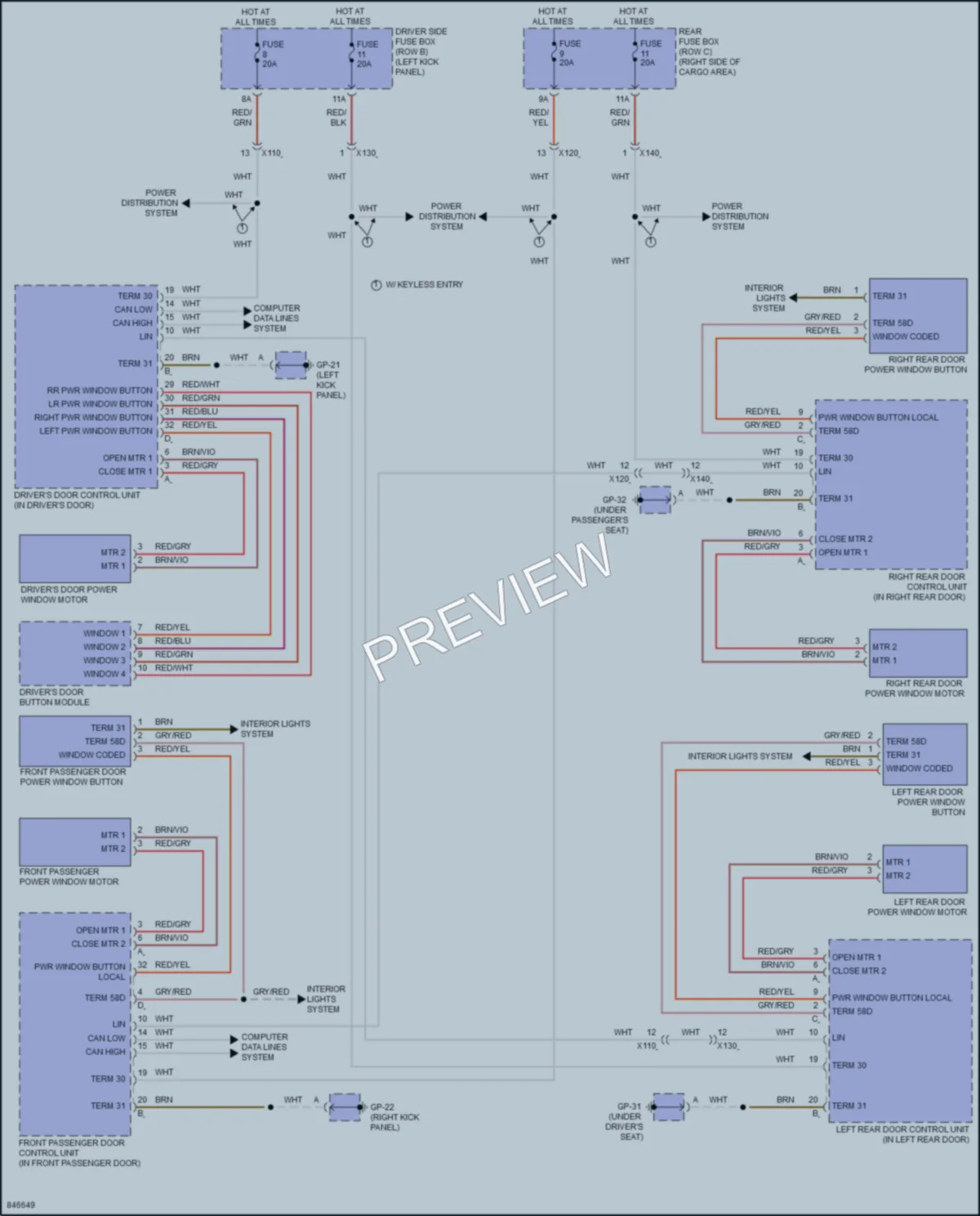 2023 Porsche Macan Power Windows wiring diagram preview