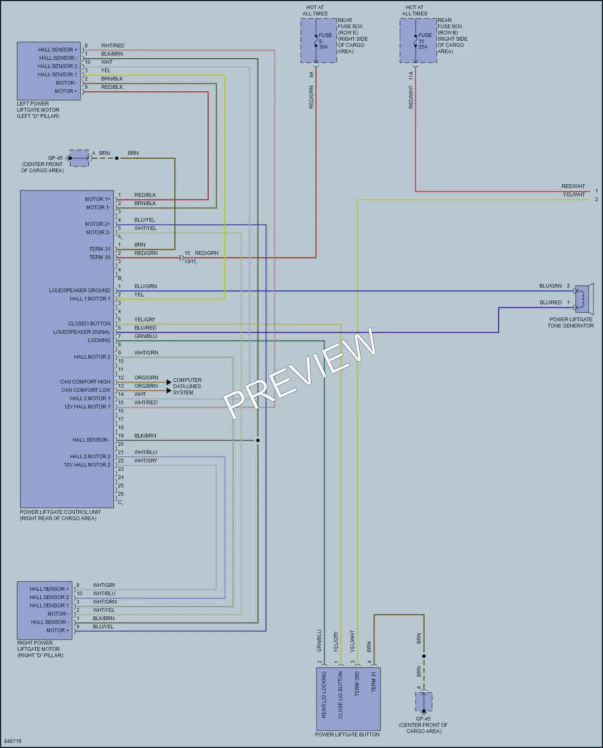 2023 Porsche Macan Trunk Tailgate Fuel Door wiring diagram preview