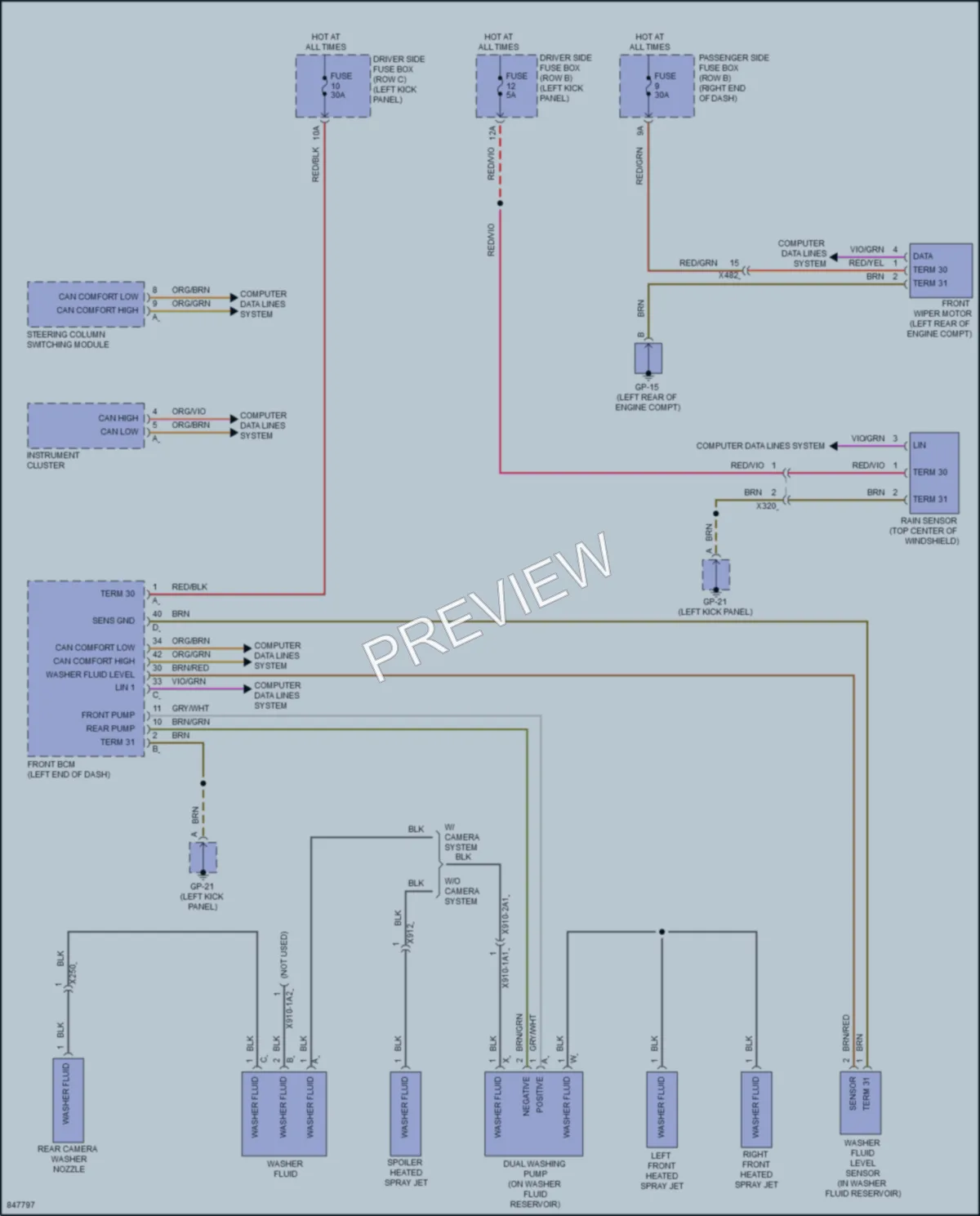 2023 Porsche Macan Wiper Washer wiring diagram preview