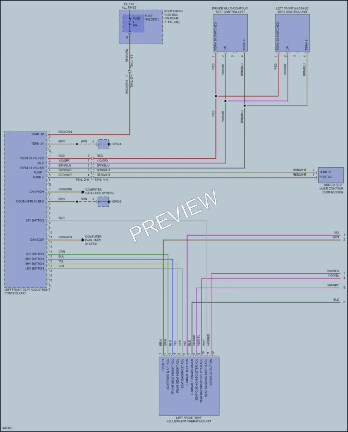 2023 Porsche Panamera Memory Systems wiring diagram preview