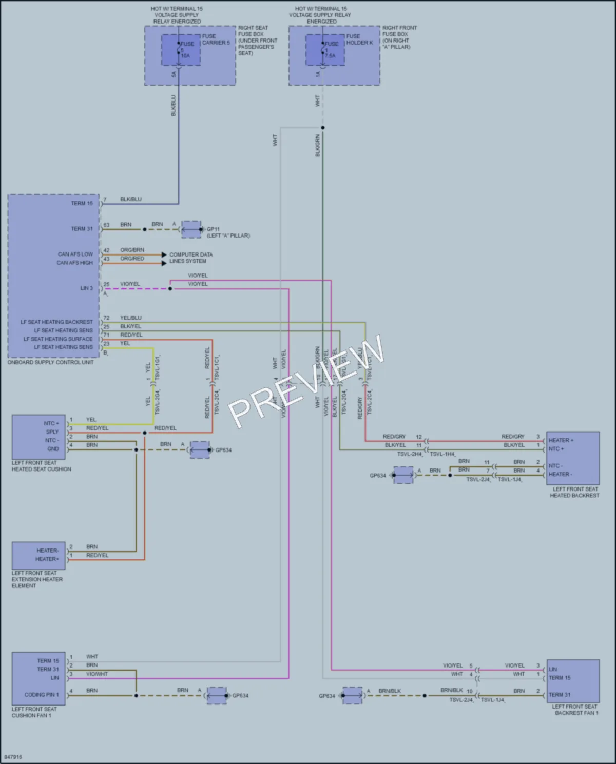2023 Porsche Panamera Power Seats wiring diagram preview