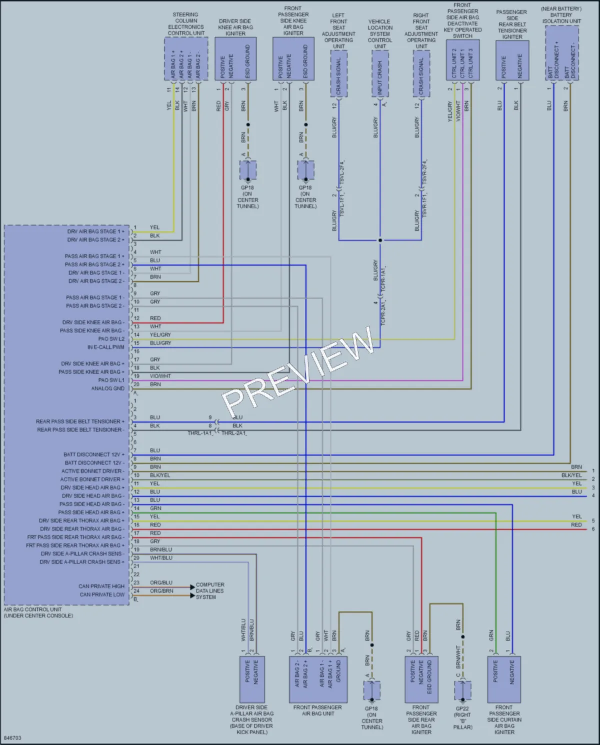 2023 Porsche Panamera Supplemental Restraints wiring diagram preview