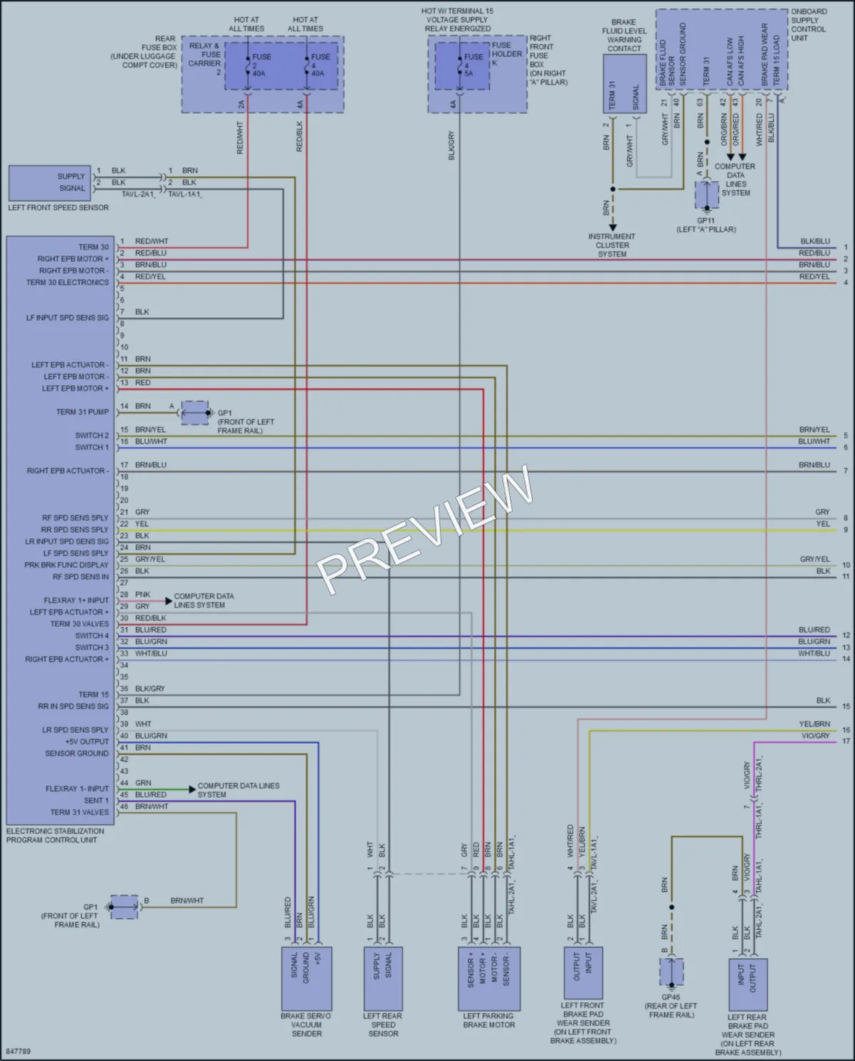 2023 Porsche PanameraHybrid Anti Lock Brakes wiring diagram preview