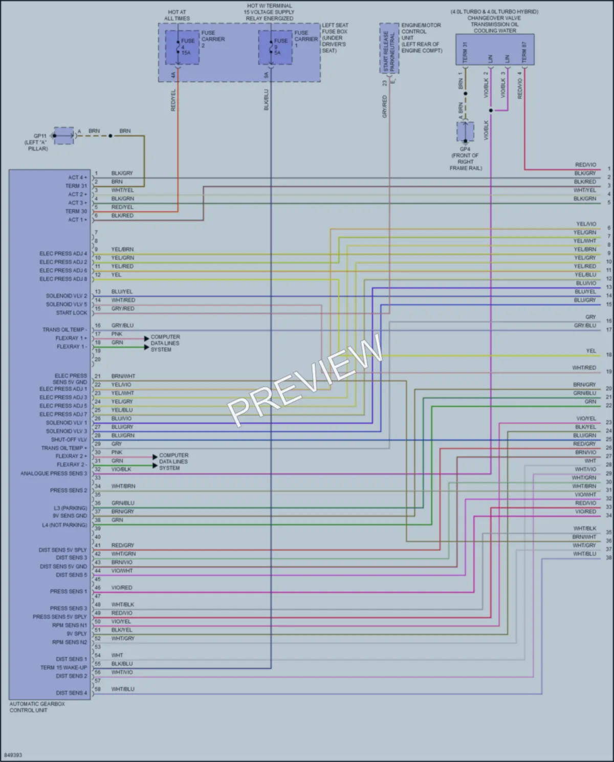 2023 Porsche PanameraHybrid Transmission wiring diagram preview