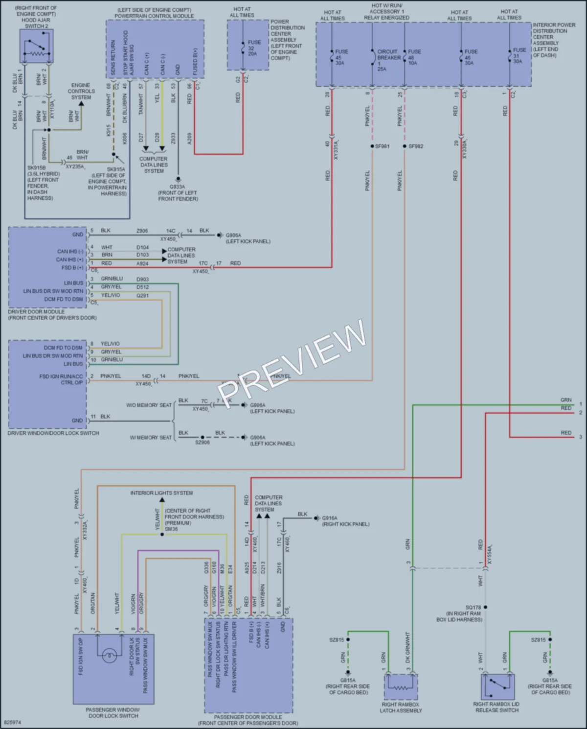 2023 Ram 1500 Power Door Locks wiring diagram preview