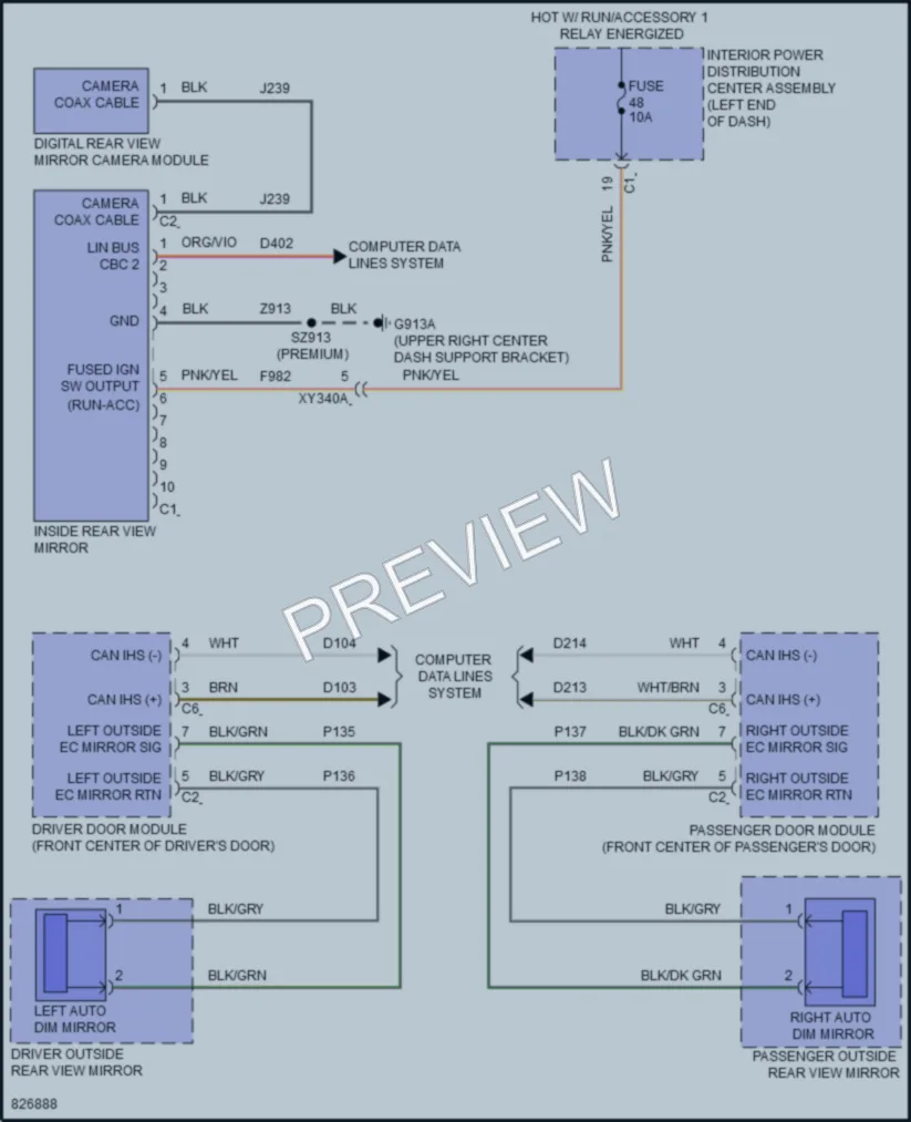 2023 Ram 1500 Power Mirrors wiring diagram preview