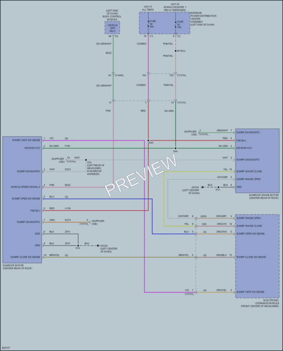 2023 Ram 1500 Power Top Sunroof wiring diagram preview