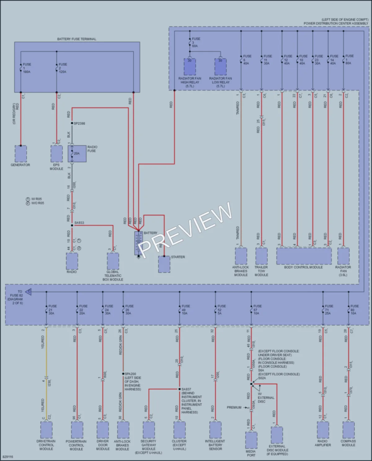 2023 Ram 1500Classic Power Distribution wiring diagram preview