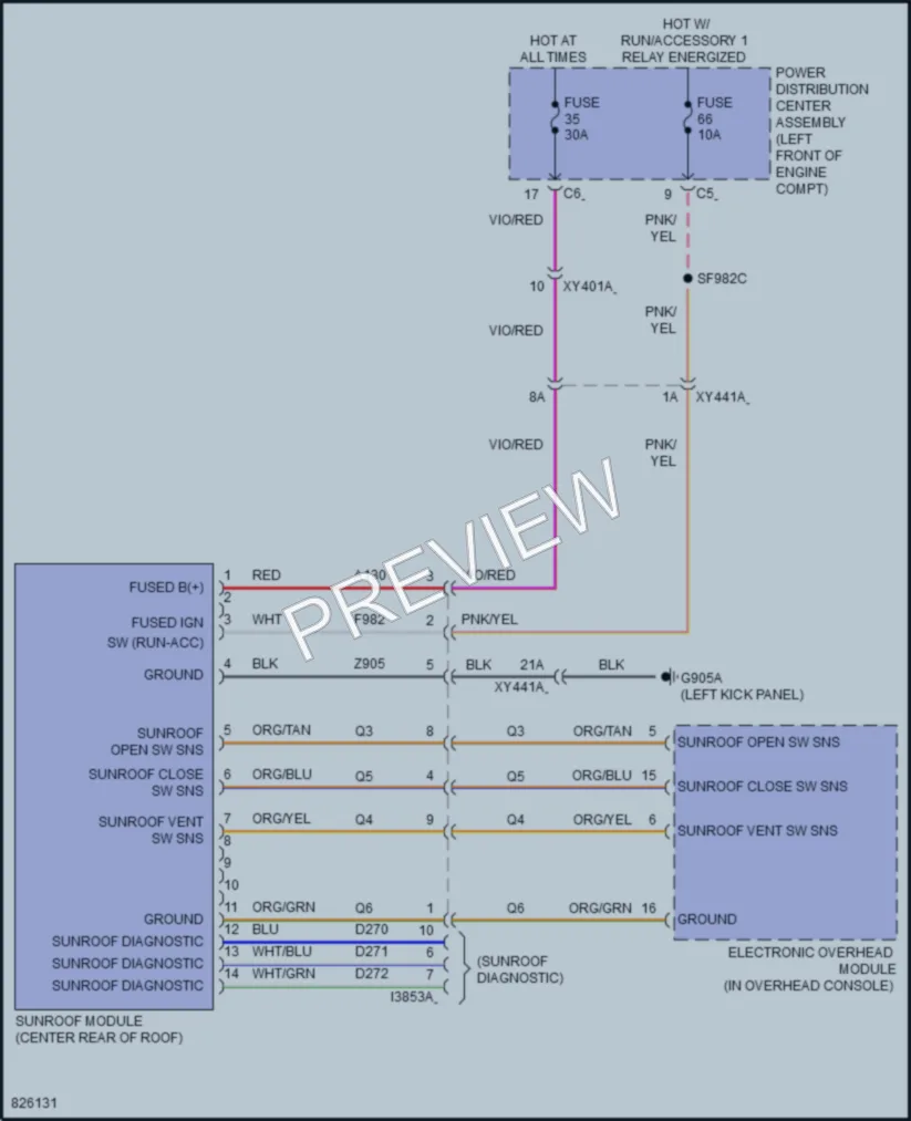 2023 Ram 2500 Power Top Sunroof wiring diagram preview