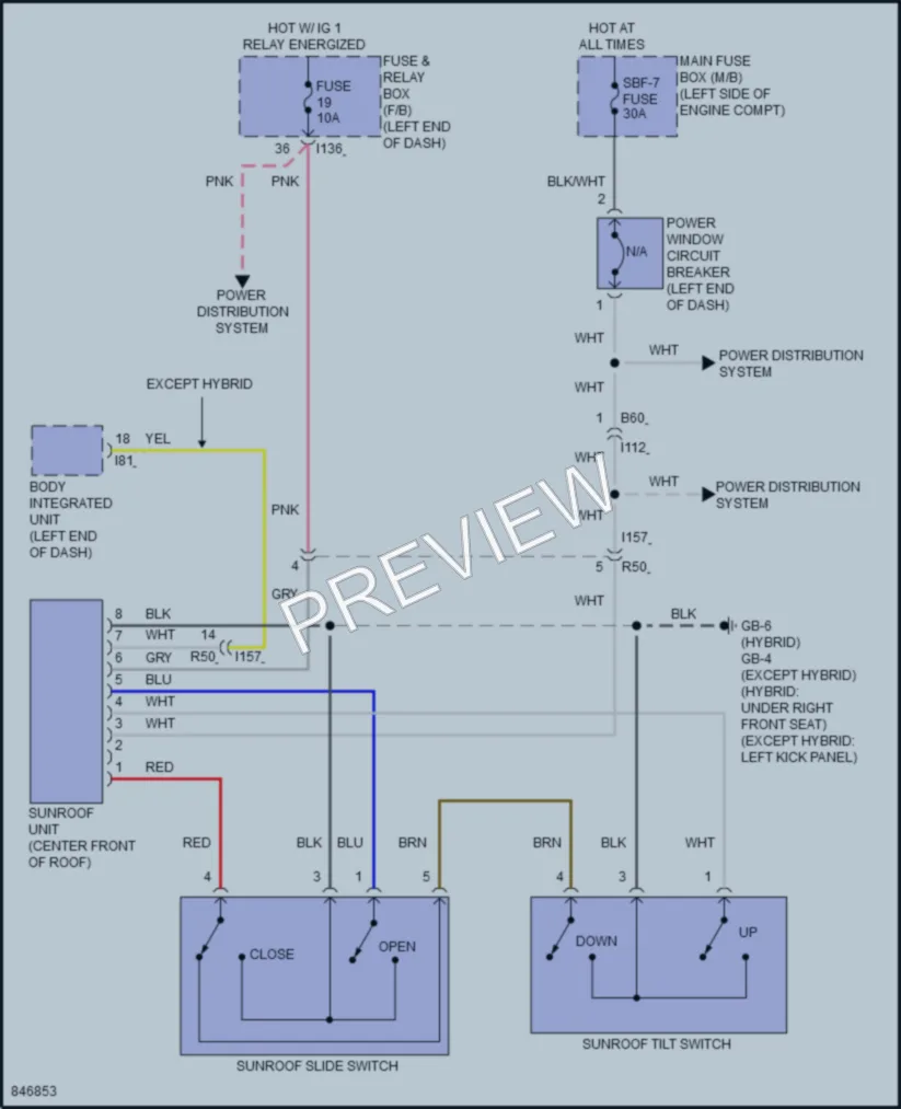 2023 Subaru CrosstrekHybrid Power Top Sunroof wiring diagram preview