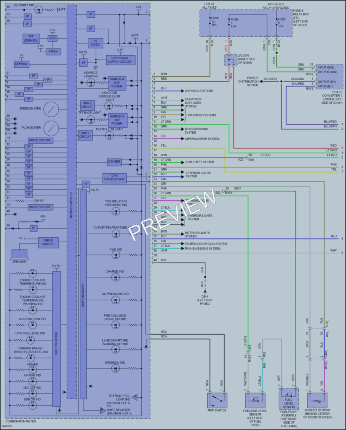 2023 Subaru Forester Instrument Cluster wiring diagram preview
