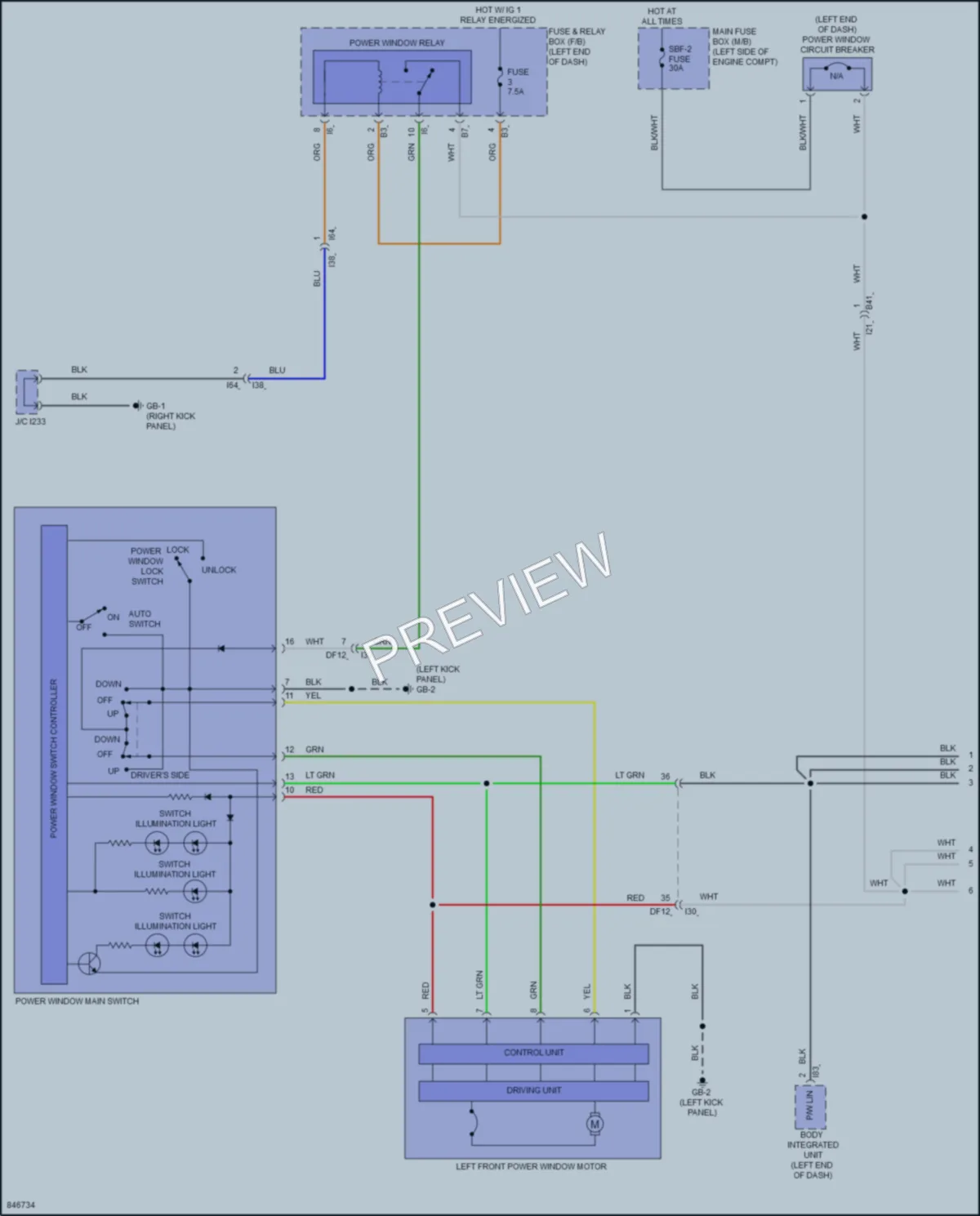 2023 Subaru Legacy Power Windows wiring diagram preview