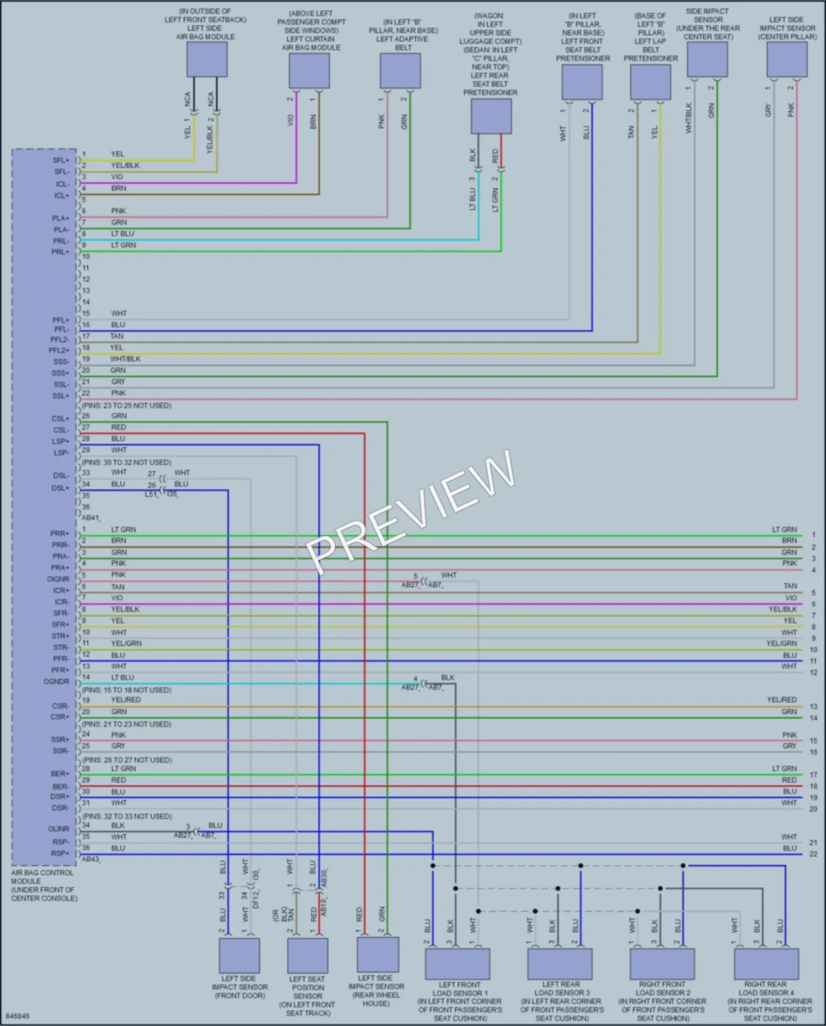 2023 Subaru Legacy Supplemental Restraints wiring diagram preview