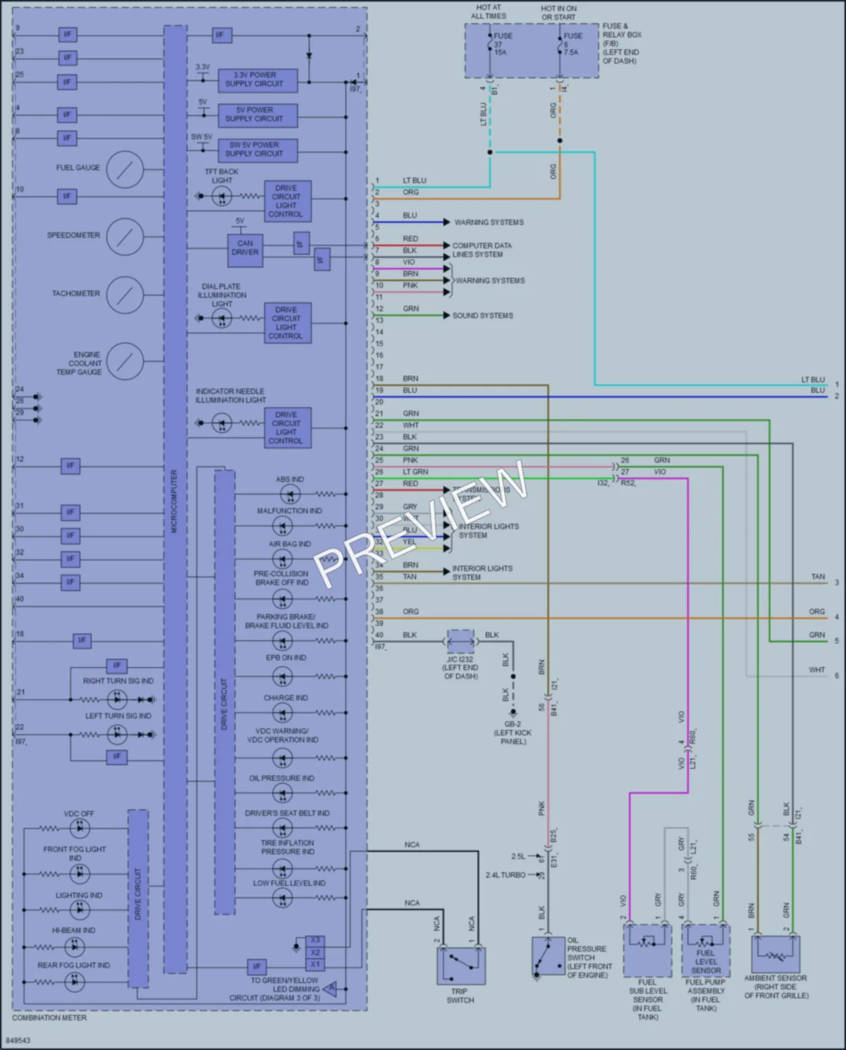 2023 Subaru Outback Instrument Cluster wiring diagram preview