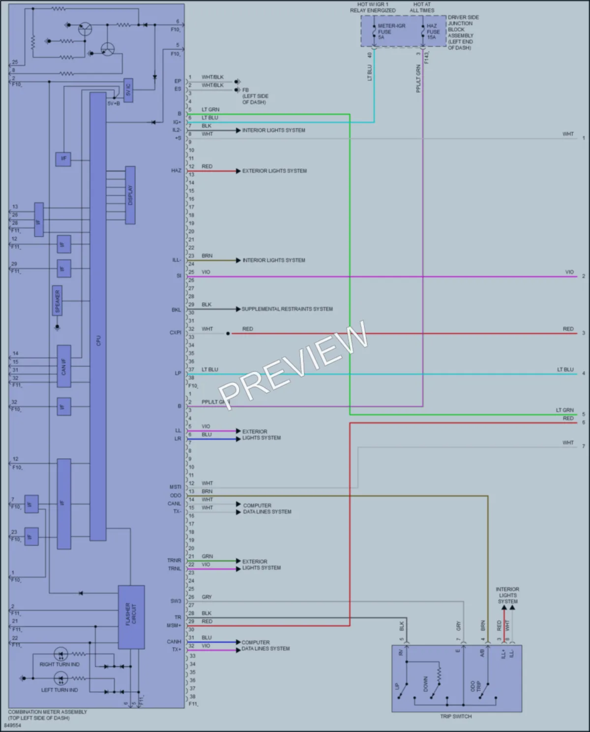 2023 Subaru Solterra Instrument Cluster wiring diagram preview