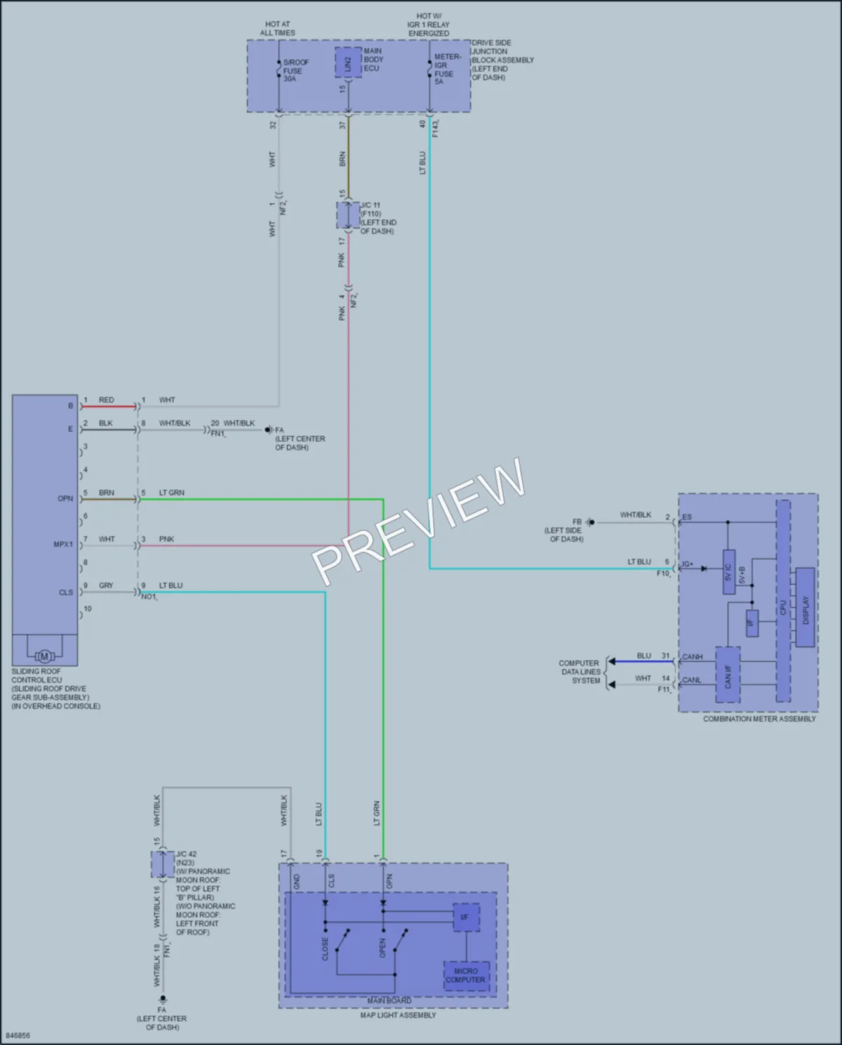2023 Subaru Solterra Power Top Sunroof wiring diagram preview