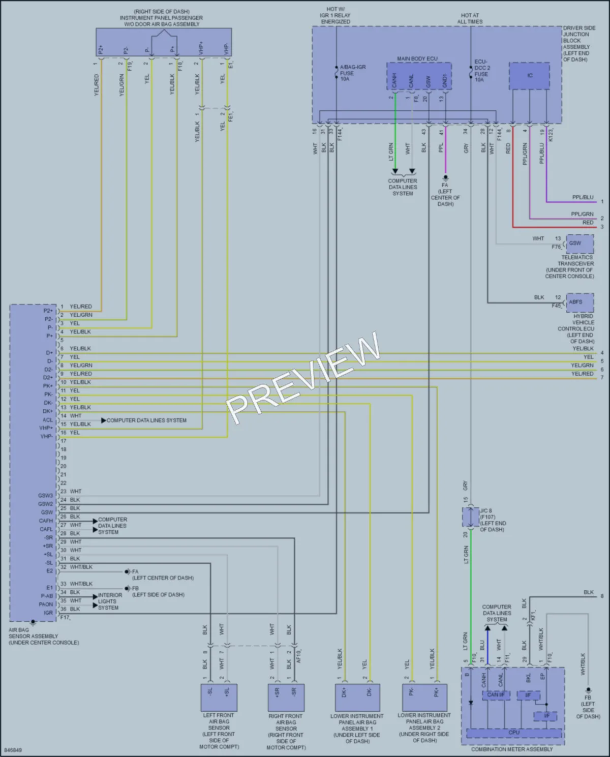 2023 Subaru Solterra Supplemental Restraints wiring diagram preview
