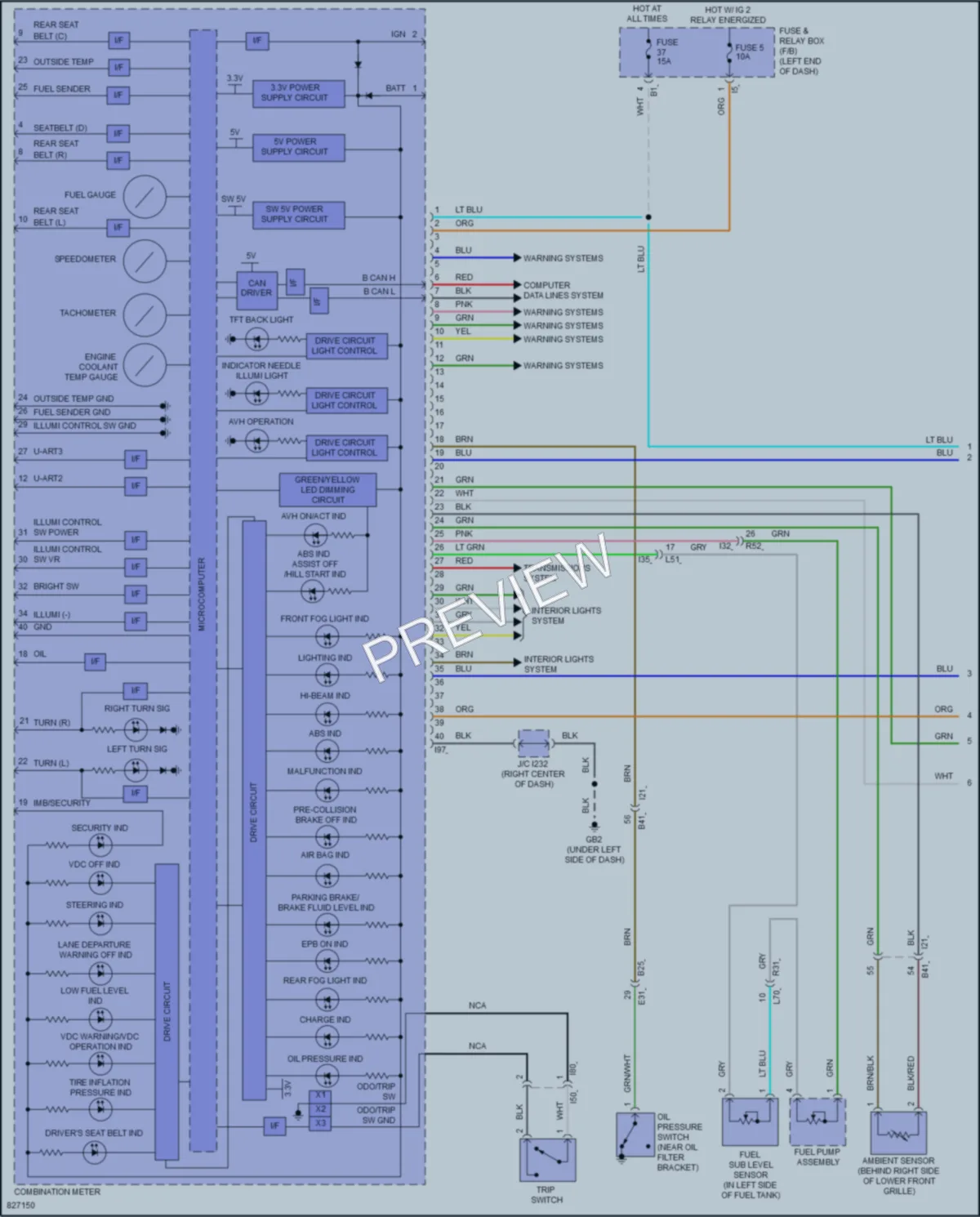 2023 Subaru WRX Instrument Cluster wiring diagram preview