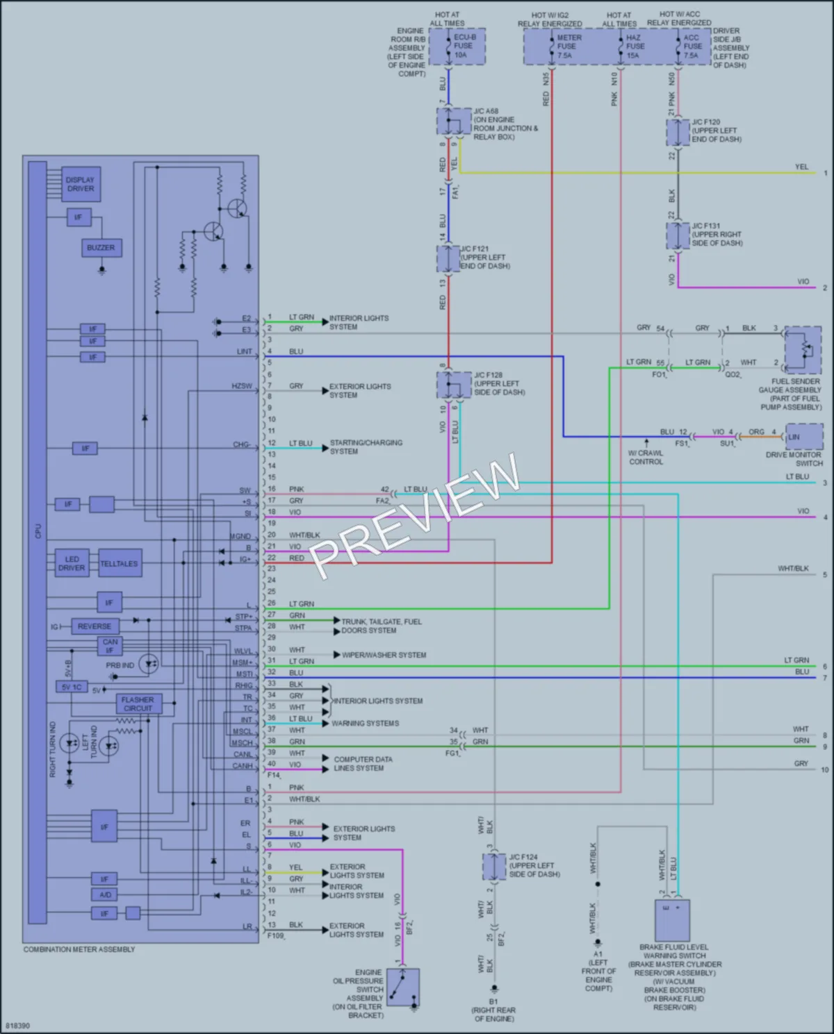 2023 Toyota 4Runner Instrument Cluster wiring diagram preview