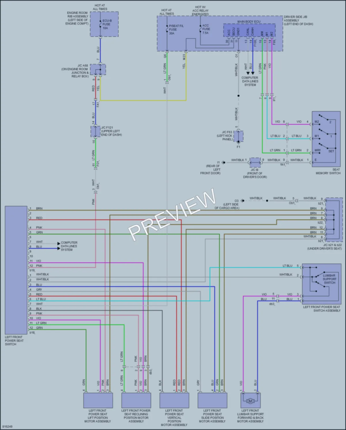 2023 Toyota 4Runner Memory Systems wiring diagram preview