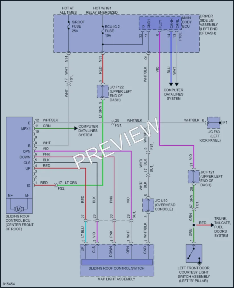 2023 Toyota 4Runner Power Top Sunroof wiring diagram preview