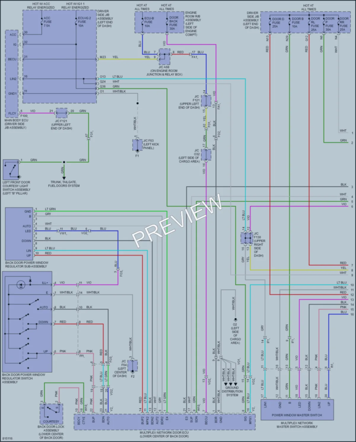 2023 Toyota 4Runner Power Windows wiring diagram preview