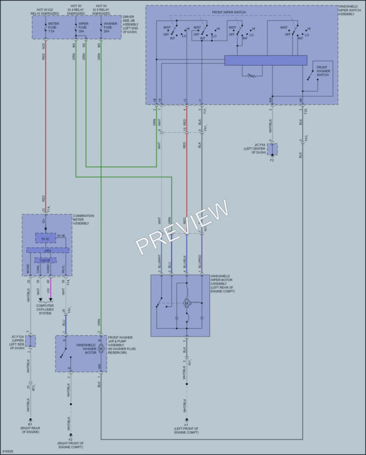 2023 Toyota 4Runner Wiper Washer wiring diagram preview