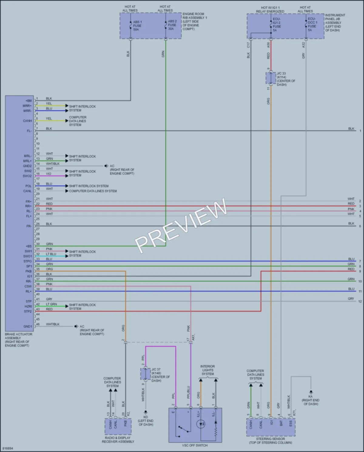2023 Toyota Camry Anti Lock Brakes wiring diagram preview