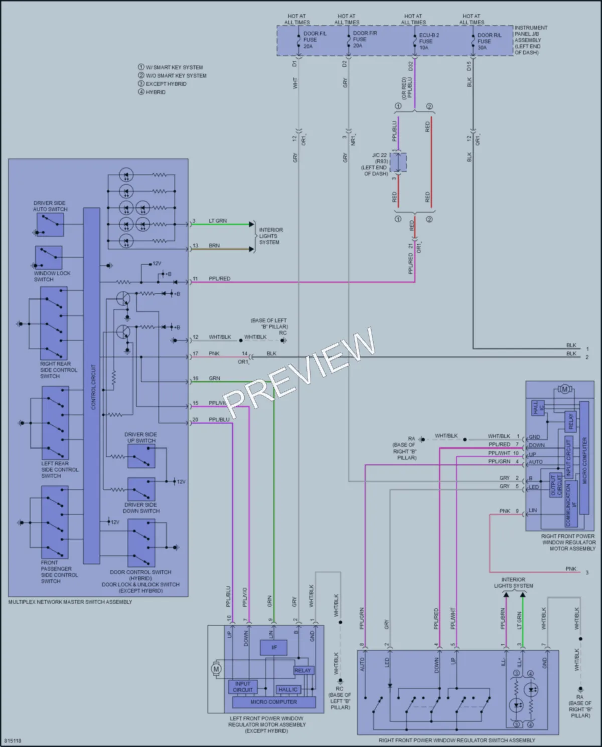 2023 Toyota Camry Power Windows wiring diagram preview