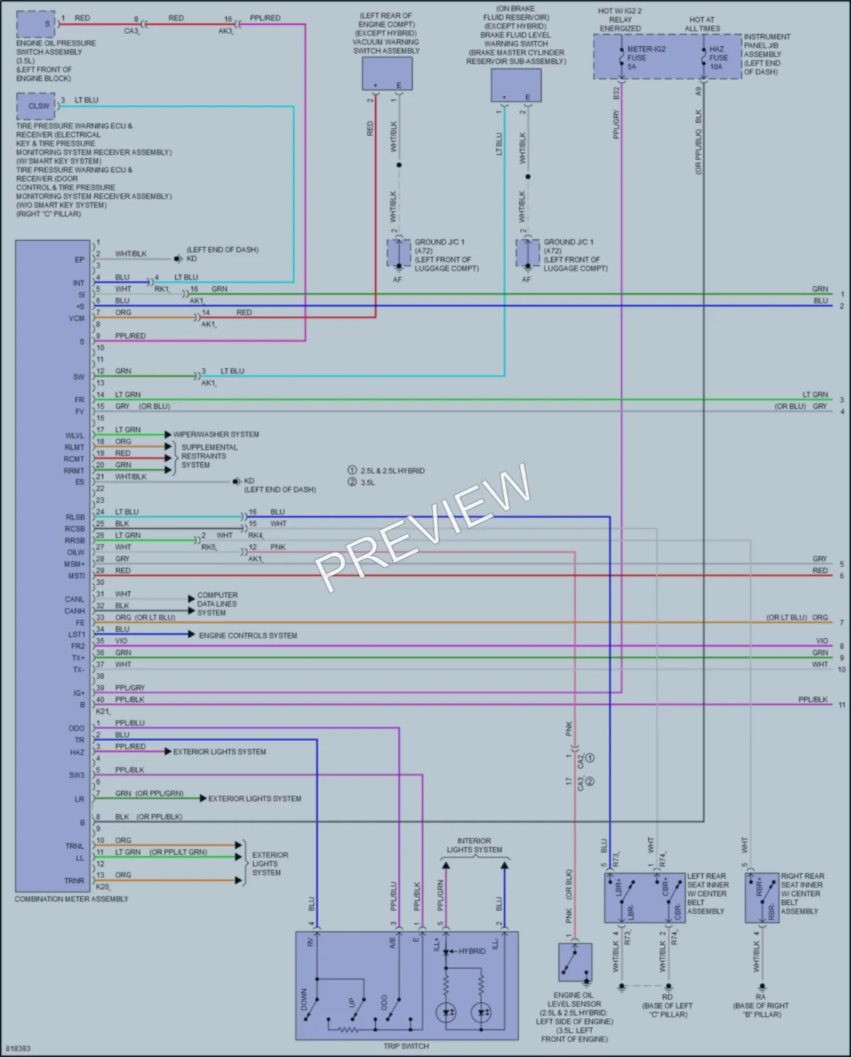2023 Toyota CamryHybrid Instrument Cluster wiring diagram preview