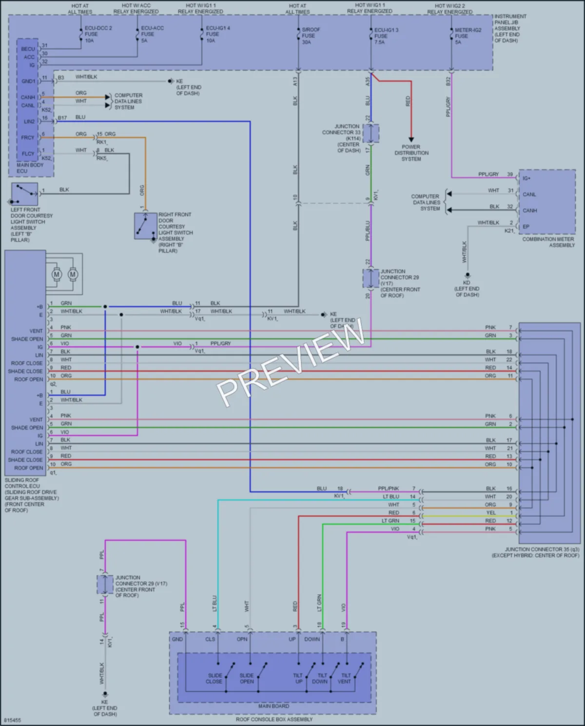 2023 Toyota CamryHybrid Power Top Sunroof wiring diagram preview