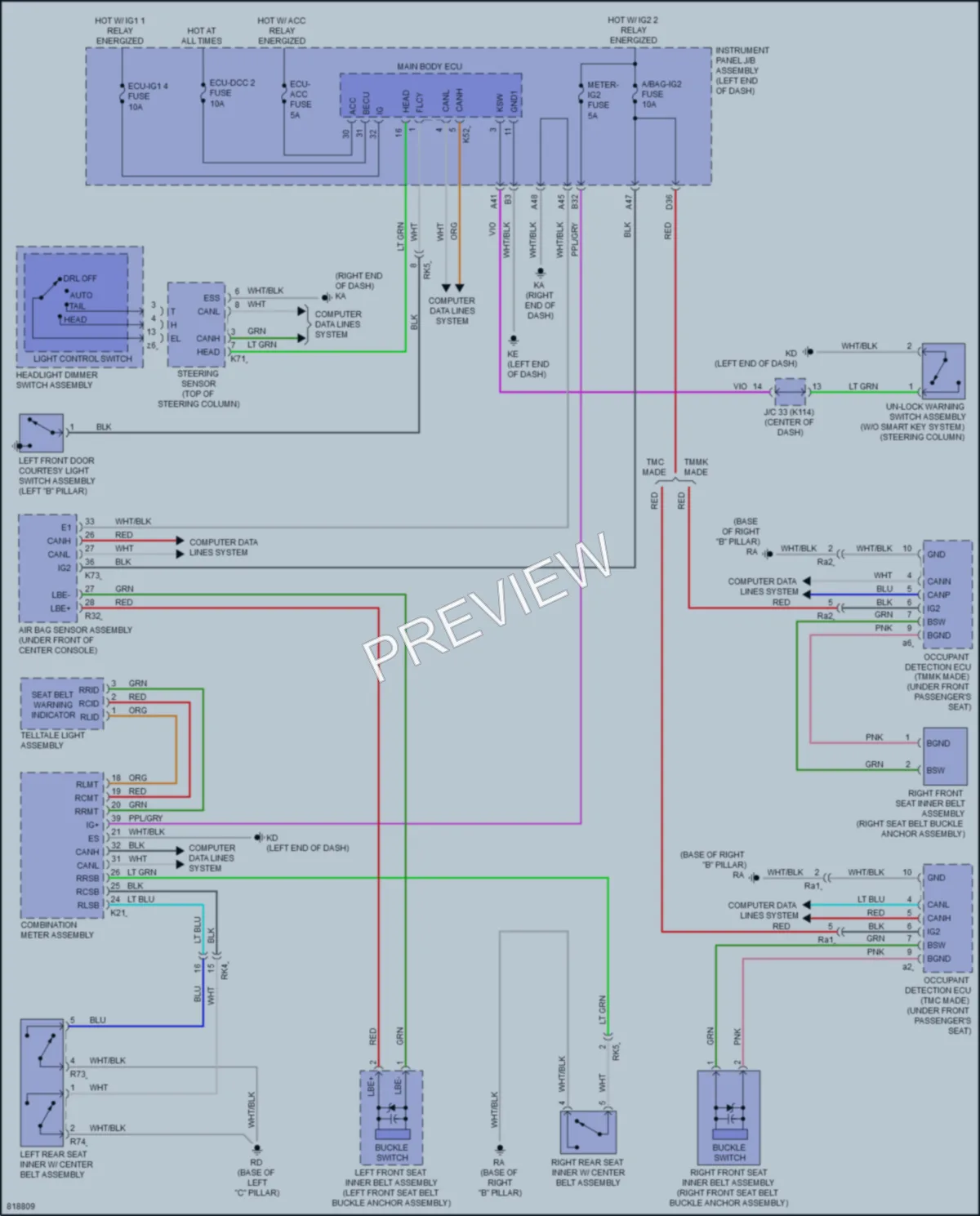 2023 Toyota CamryHybrid Warning Systems wiring diagram preview