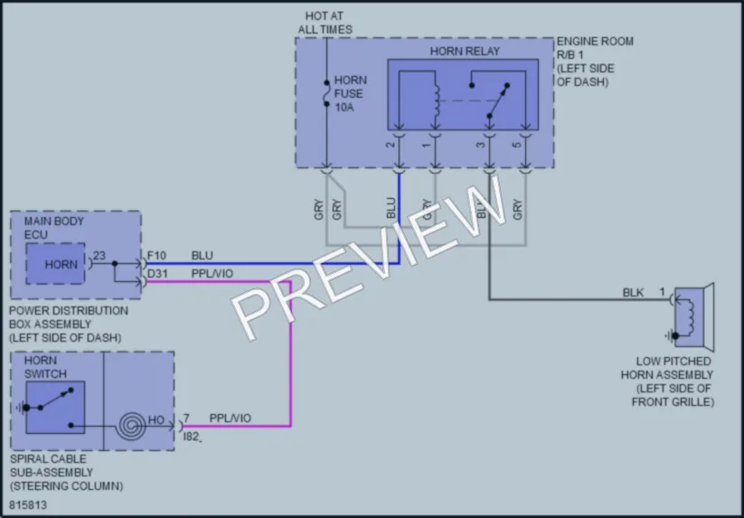 2023 Toyota Corolla Horn wiring diagram preview