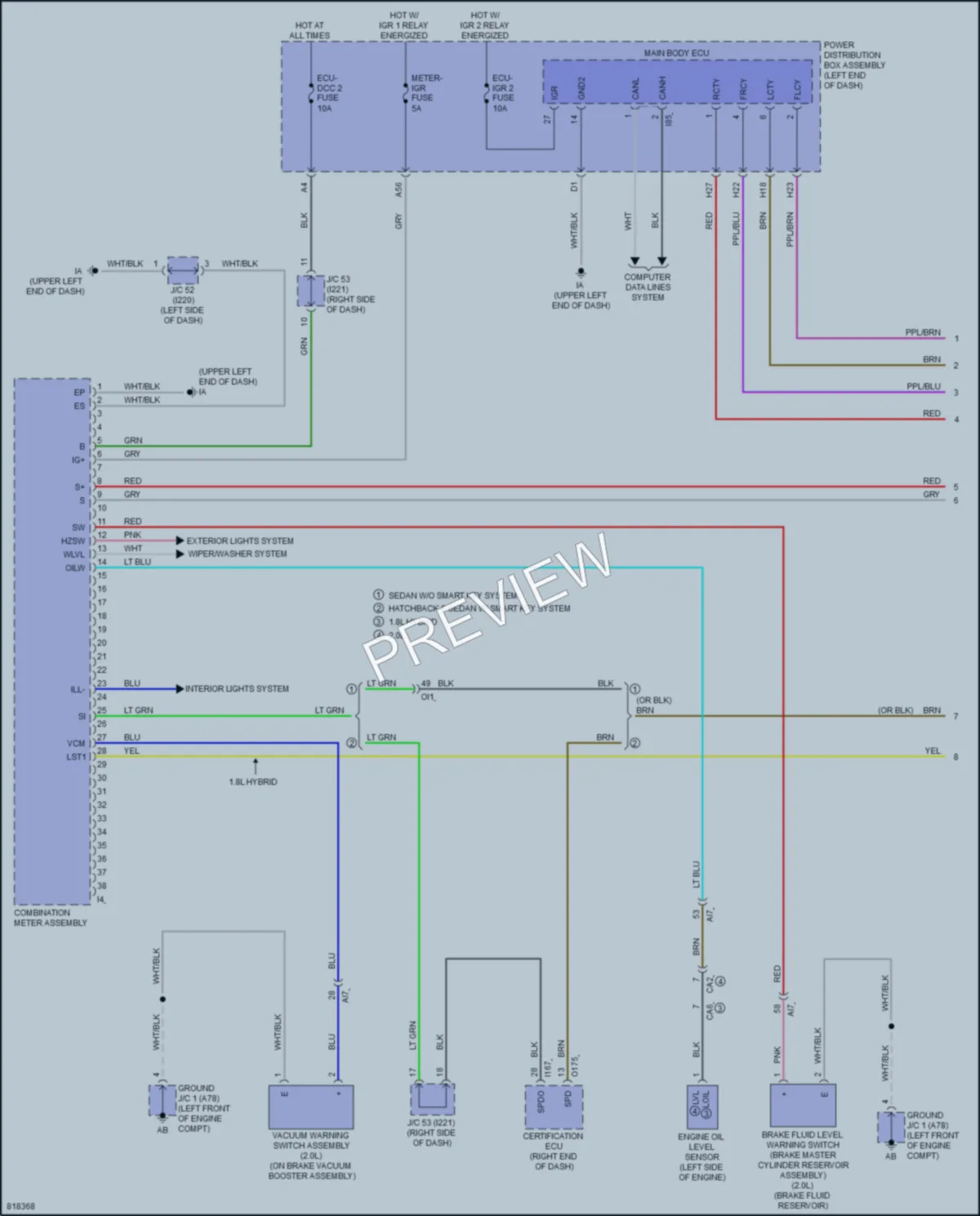 2023 Toyota Corolla Instrument Cluster wiring diagram preview