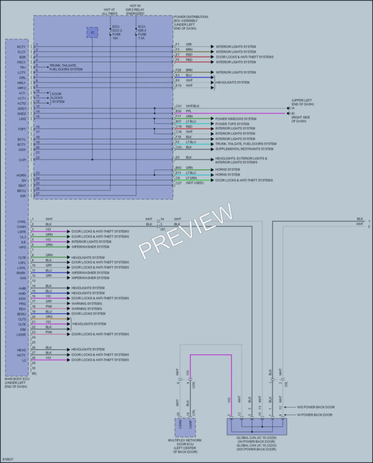 2023 Toyota CorollaCross Body Control Modules wiring diagram preview