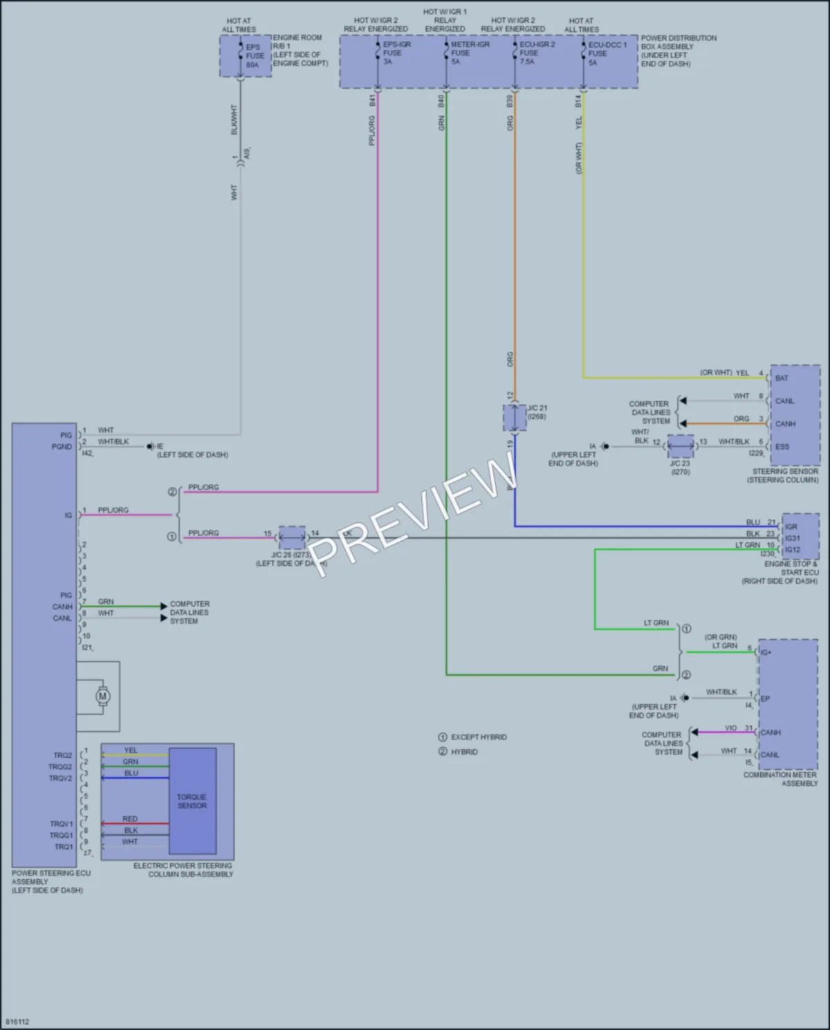 2023 Toyota CorollaCross Electronic Power Steering wiring diagram preview