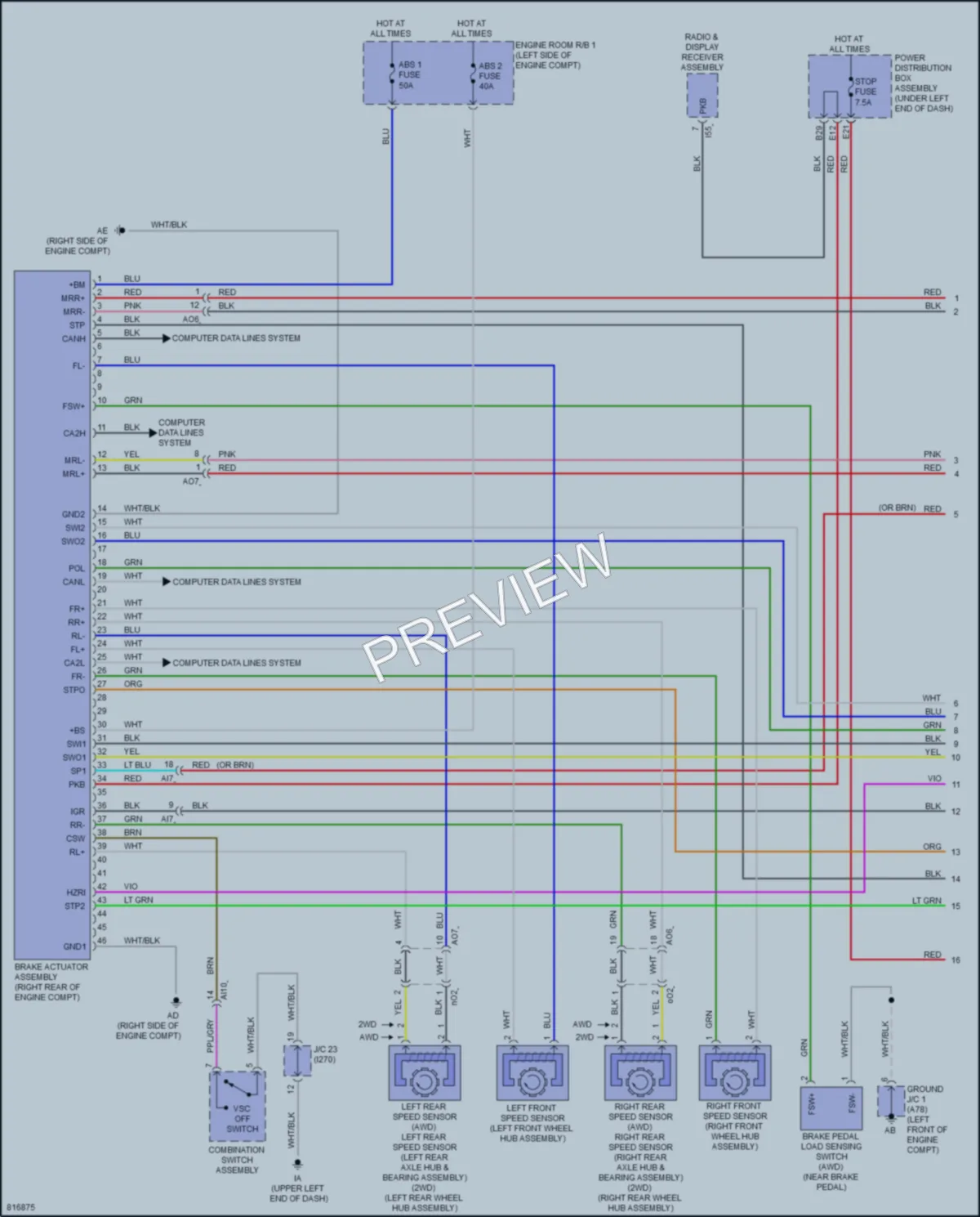 2023 Toyota CorollaCrossHybrid Anti Lock Brakes wiring diagram preview
