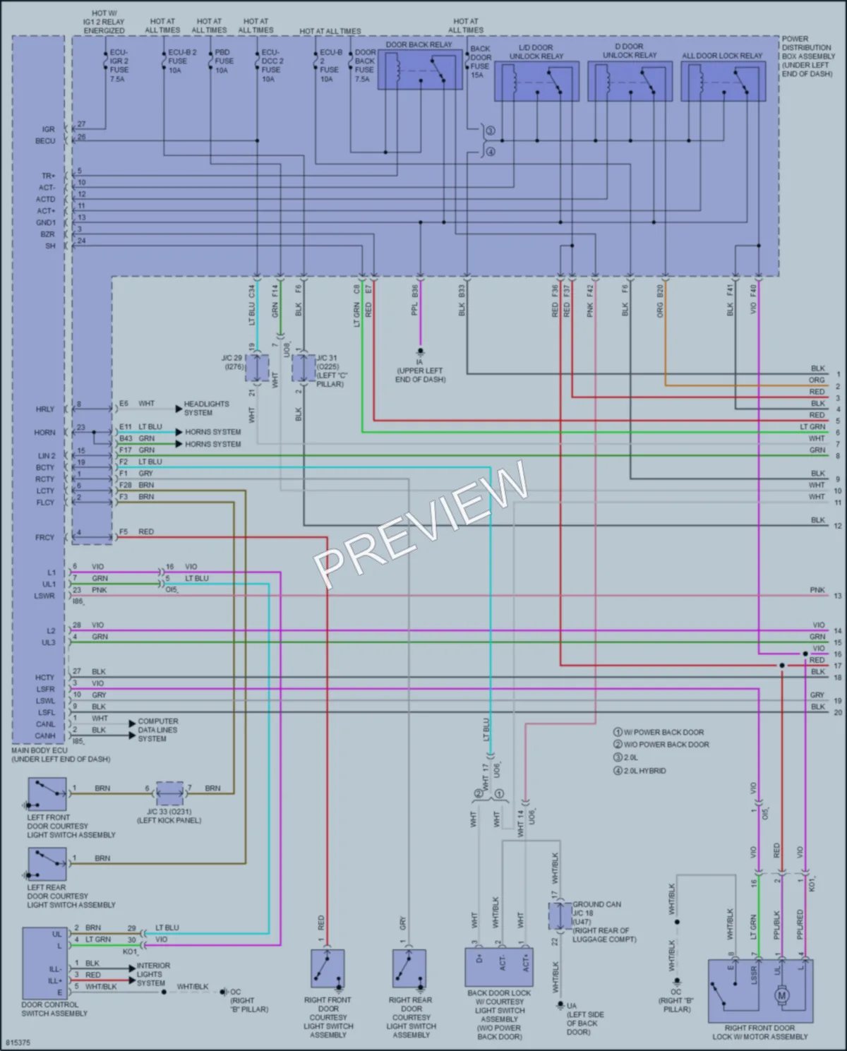 2023 Toyota CorollaCrossHybrid Anti Theft wiring diagram preview