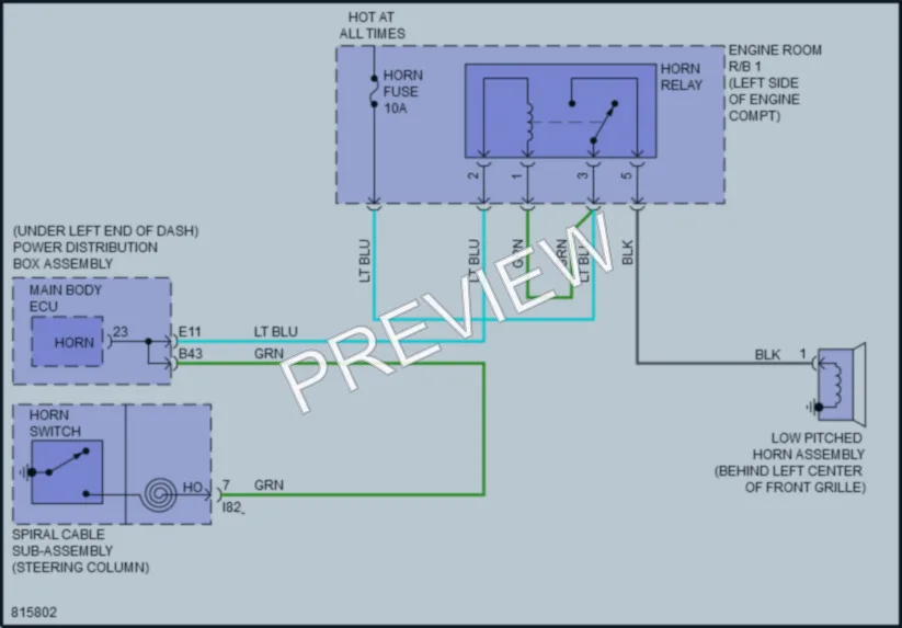 2023 Toyota CorollaCrossHybrid Horn wiring diagram preview